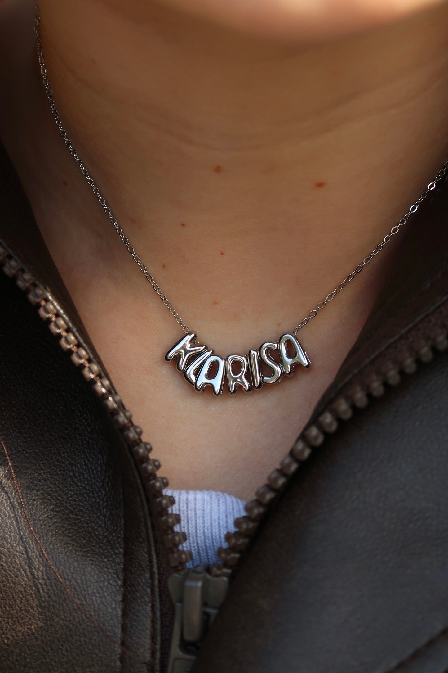 It Girl Personalized Bubble Name Necklace 316L Stainless Steel