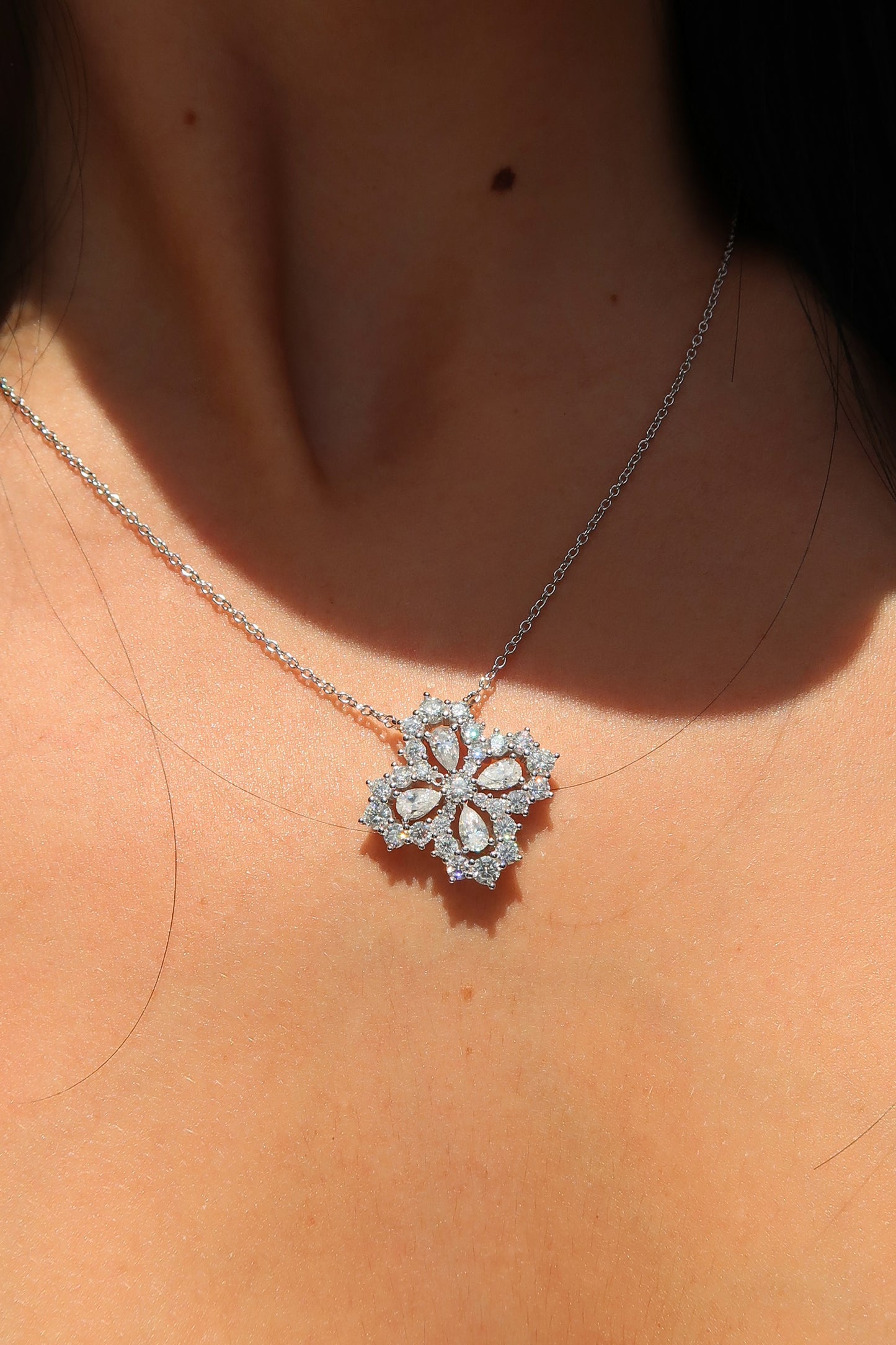 Gemma Clover 2.8 Carat Moissanite .925 Sterling Silver Necklace