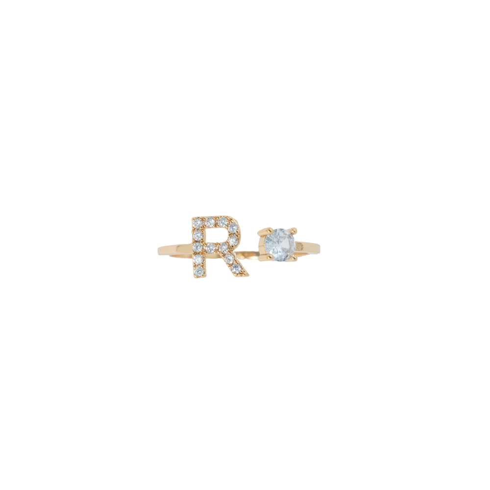 316L Stainless Steel Crystal Initial Ring