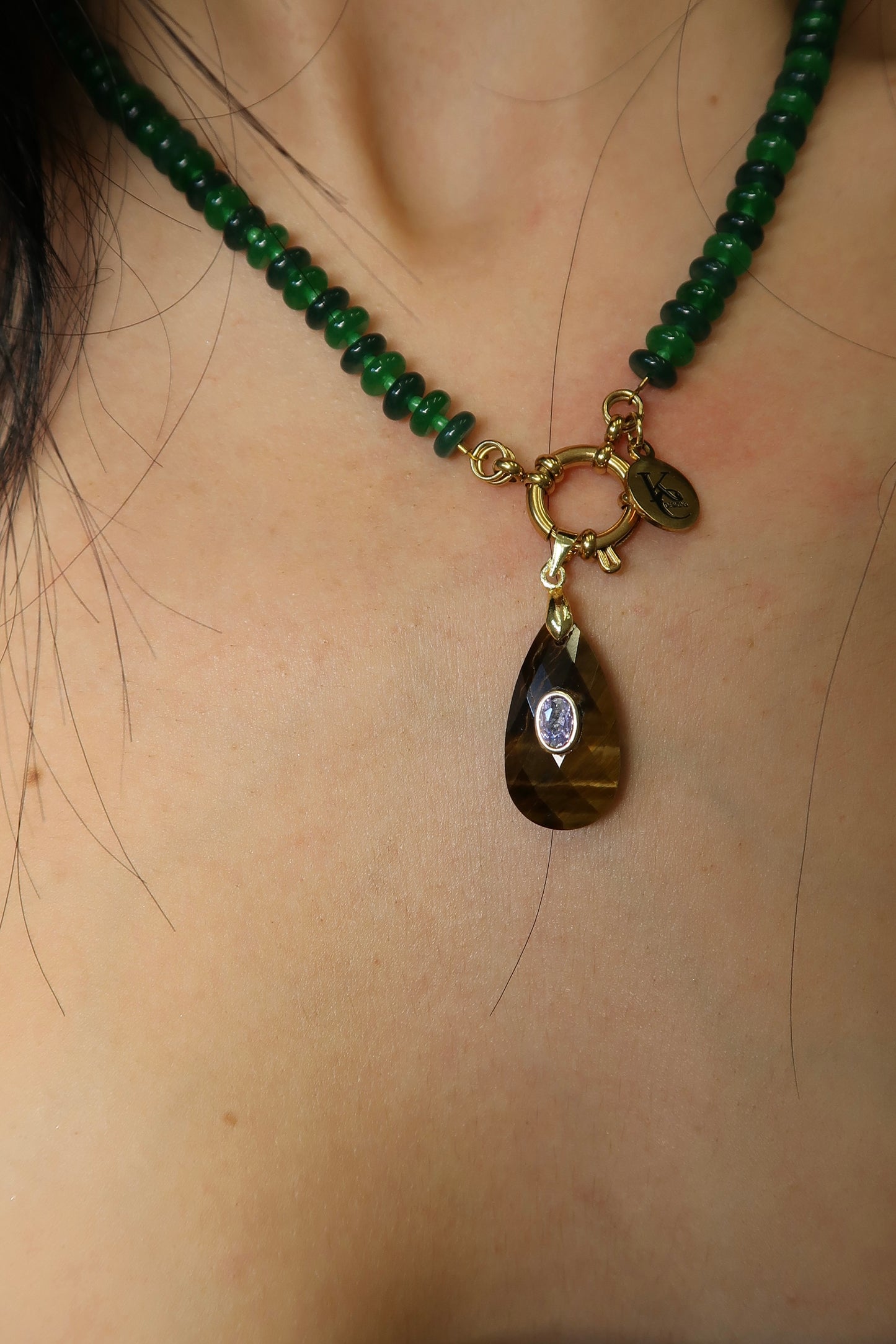 Report Card Natural Stone 316L Stainless Steel Charm