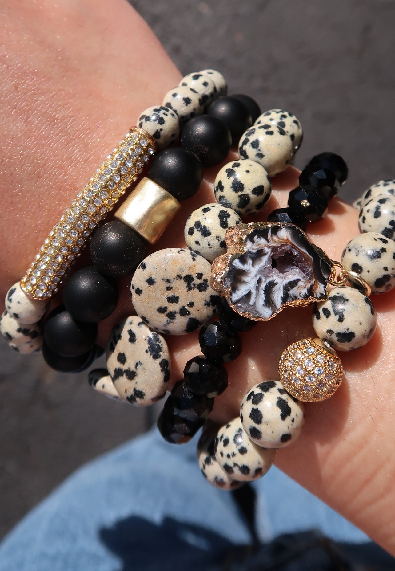 5 Piece Onyx Natural Stone Bracelet Stack
