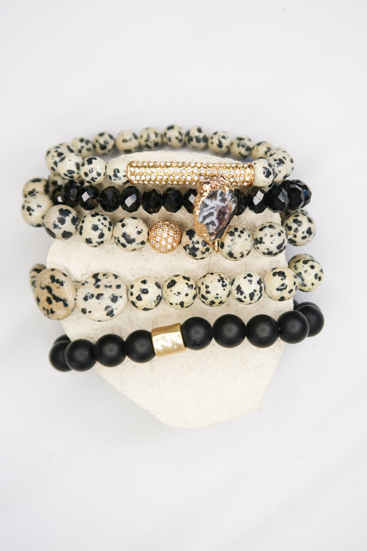 5 Piece Onyx Natural Stone Bracelet Stack