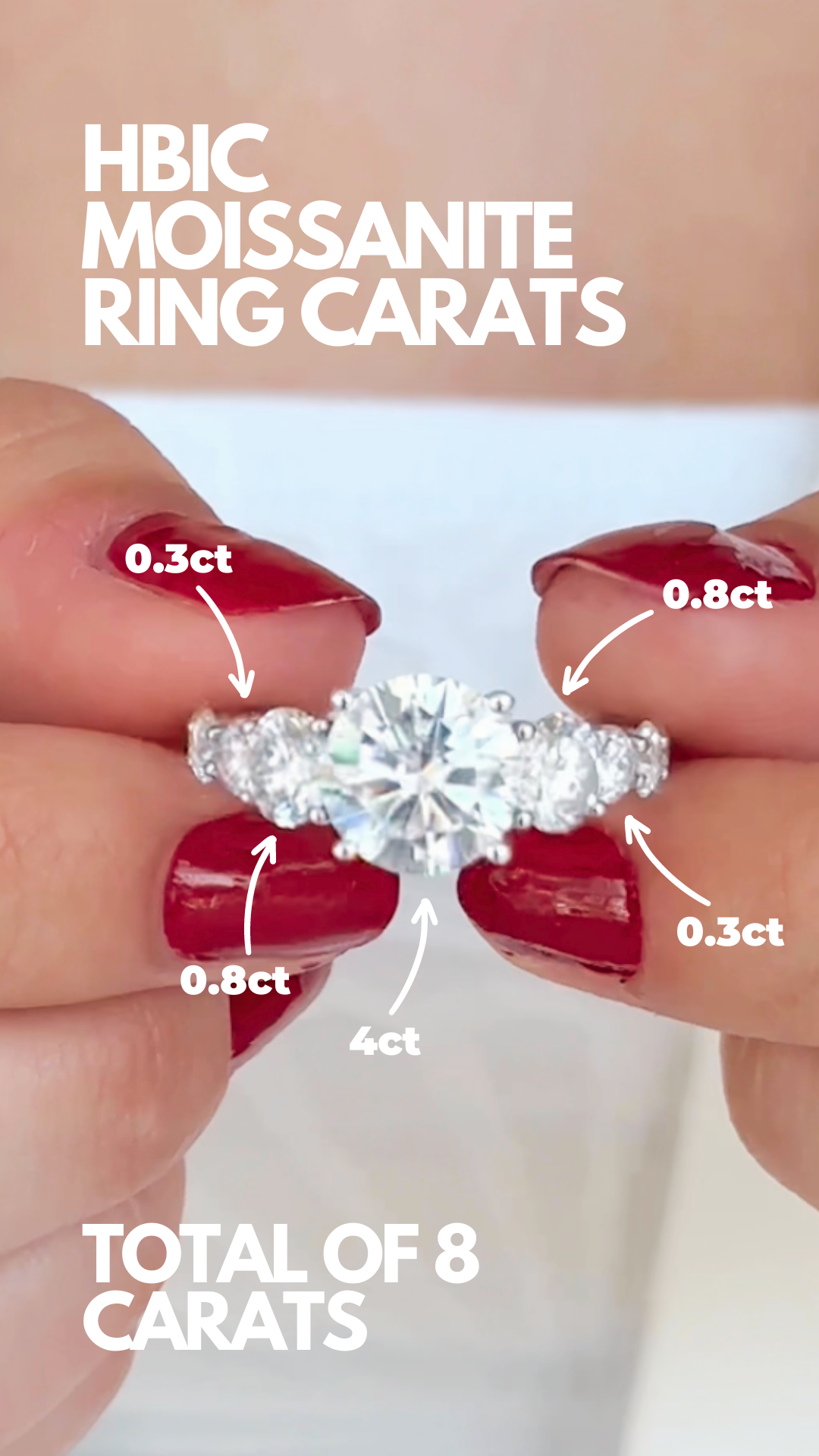 HBIC .925 Sterling Silver 8 Carat Moissanite Ring