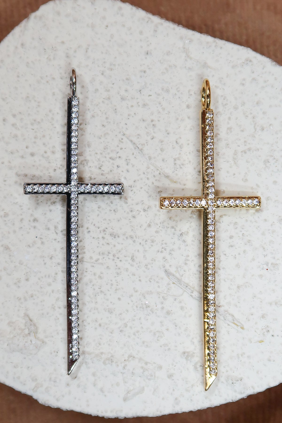 Sacred 316L Stainless Steel Crystal Cross Charm