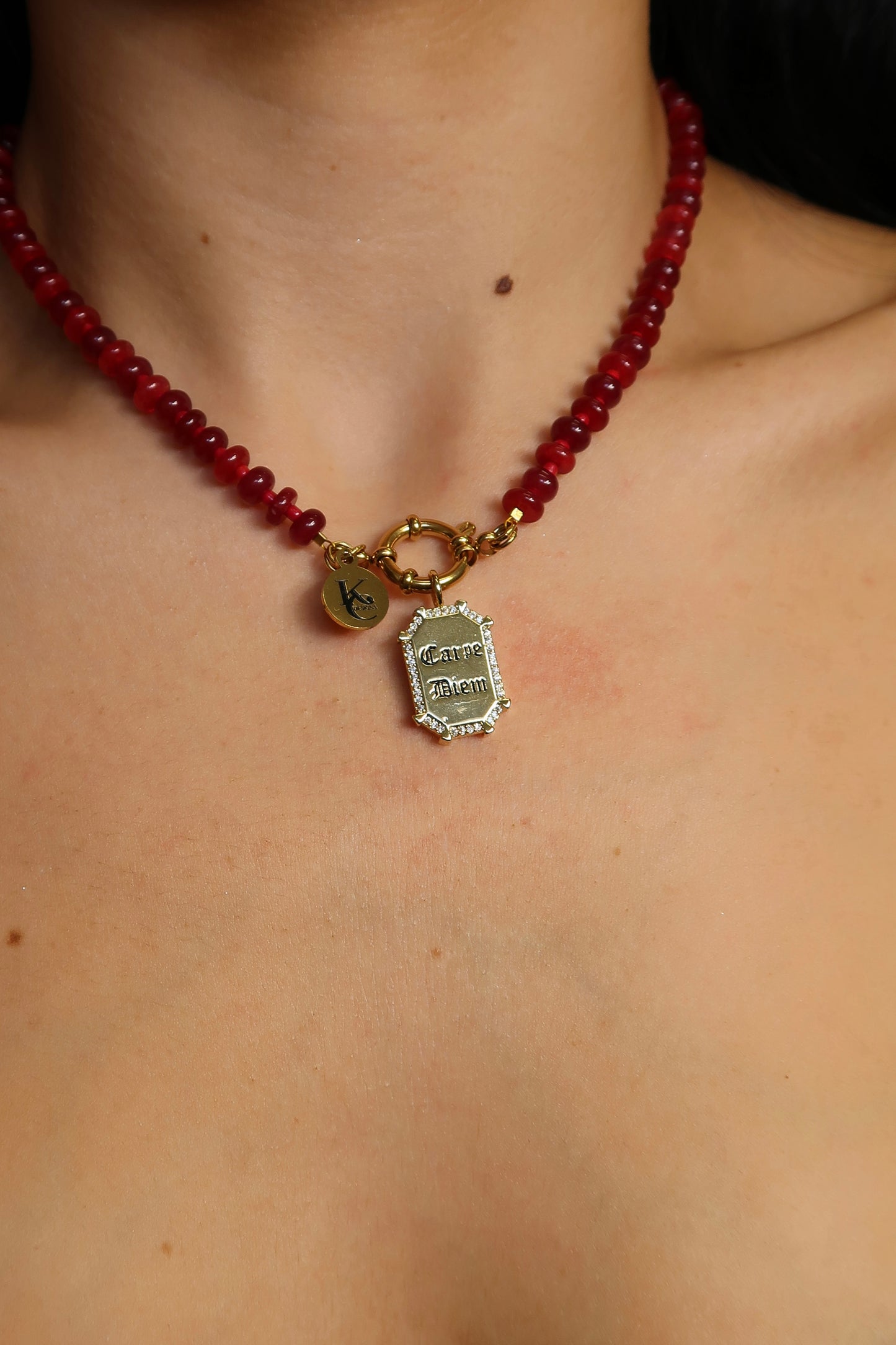 Carpe Diem 316L Stainless Steel Crystal Charm