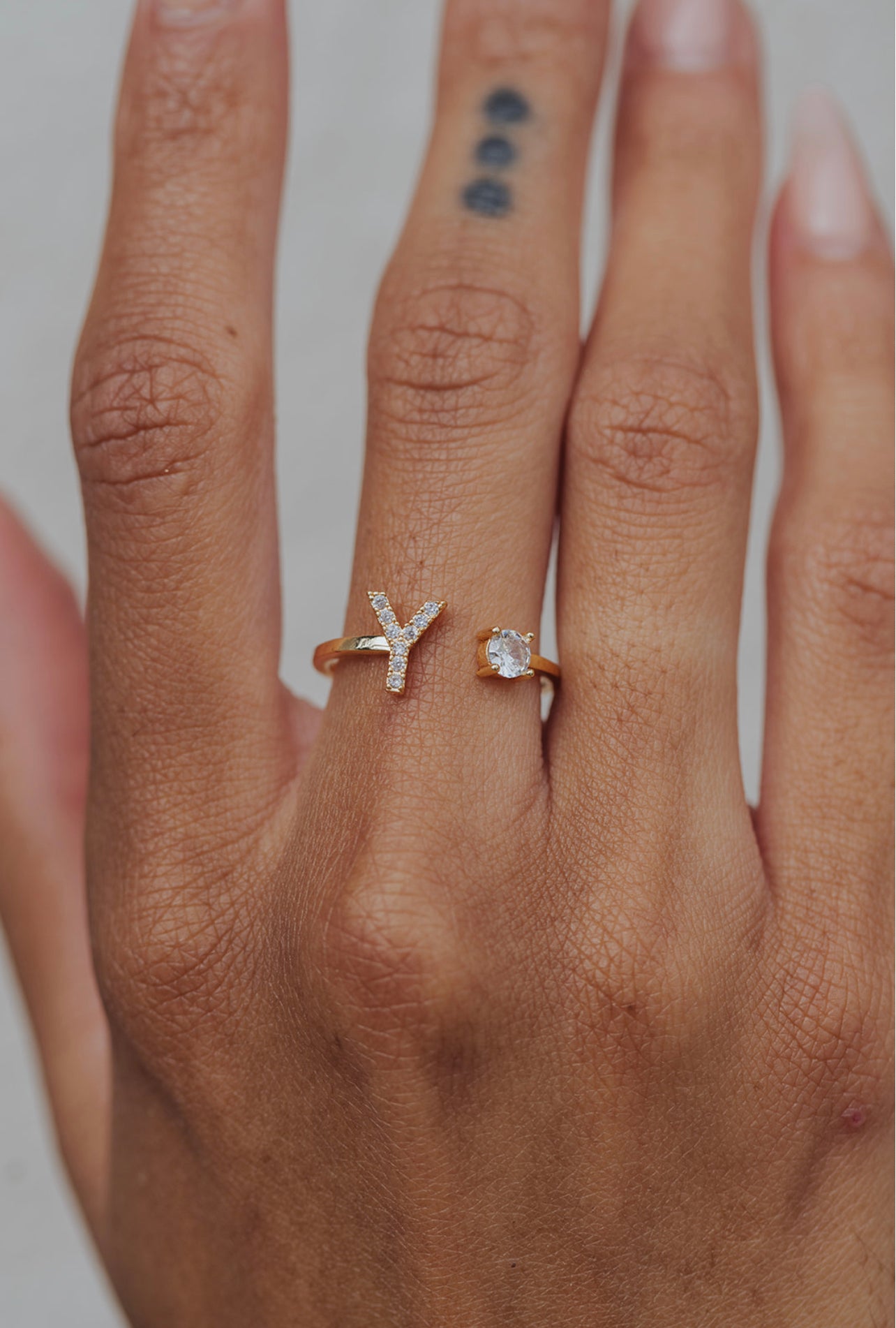 Crystal Initial 316L Stainless Steel Ring