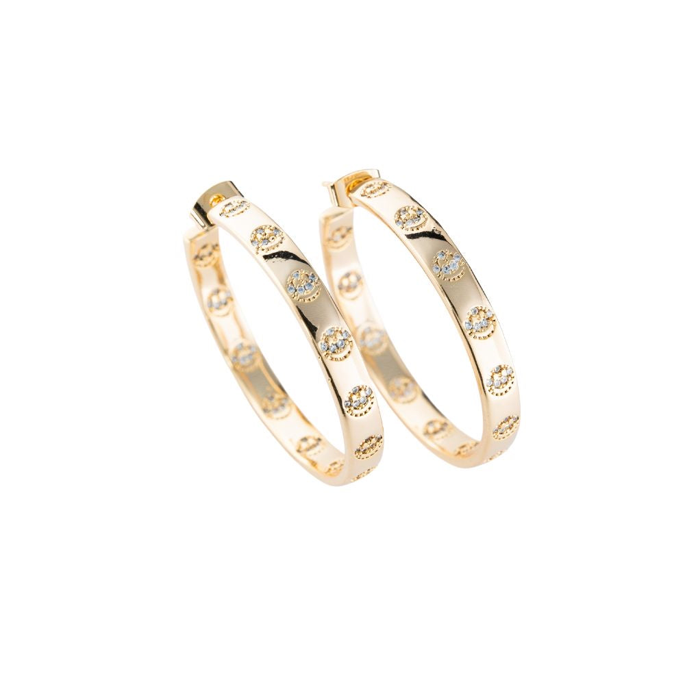 316L Stainless Steel Atta Girl Crystal Smile Hoops