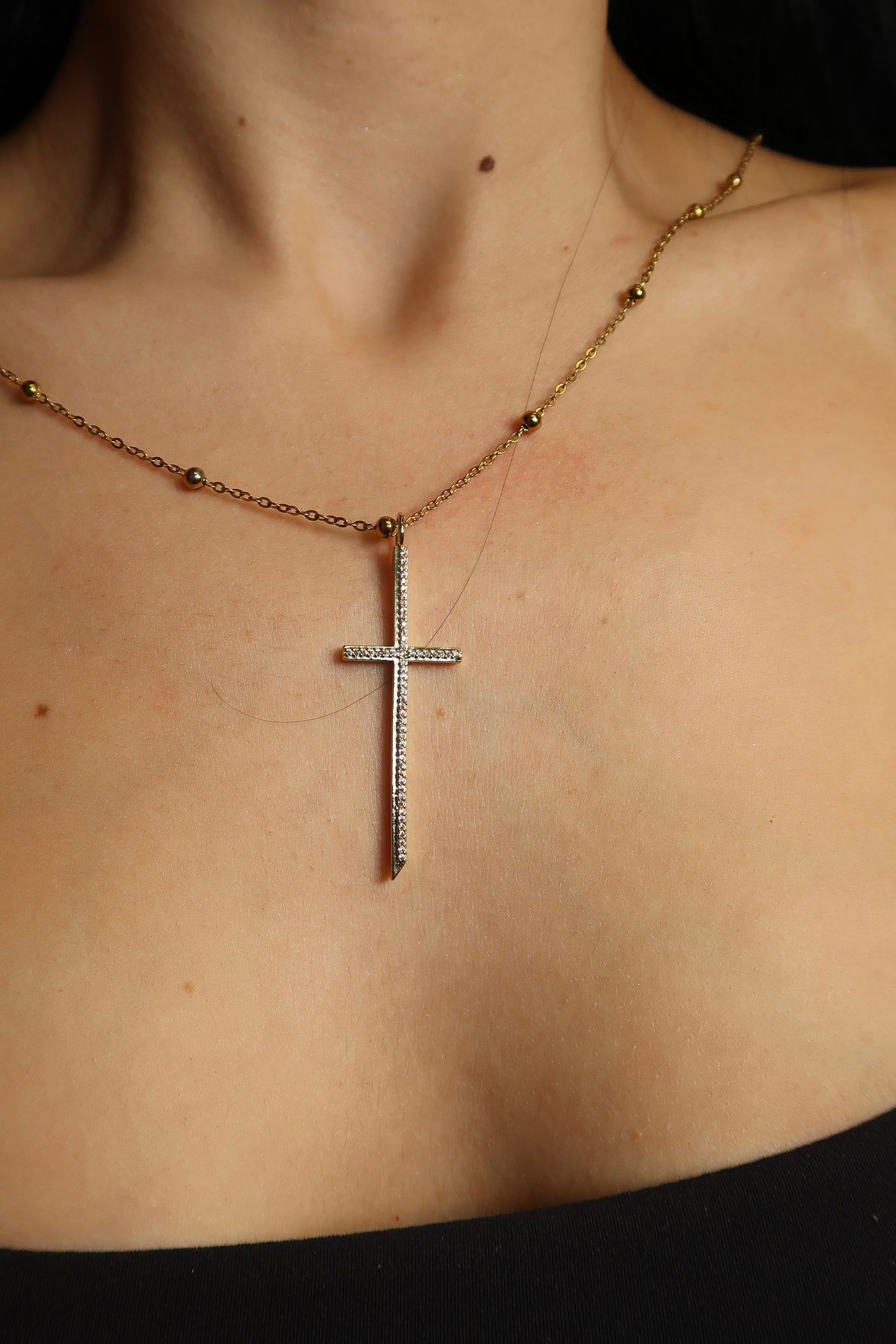 Sacred 316L Stainless Steel Crystal Cross Charm