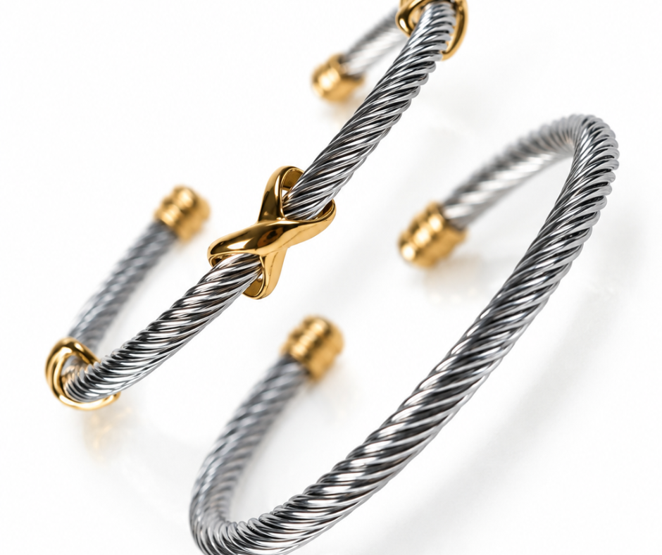 Gilded Twist Two Tone Bangle Duo