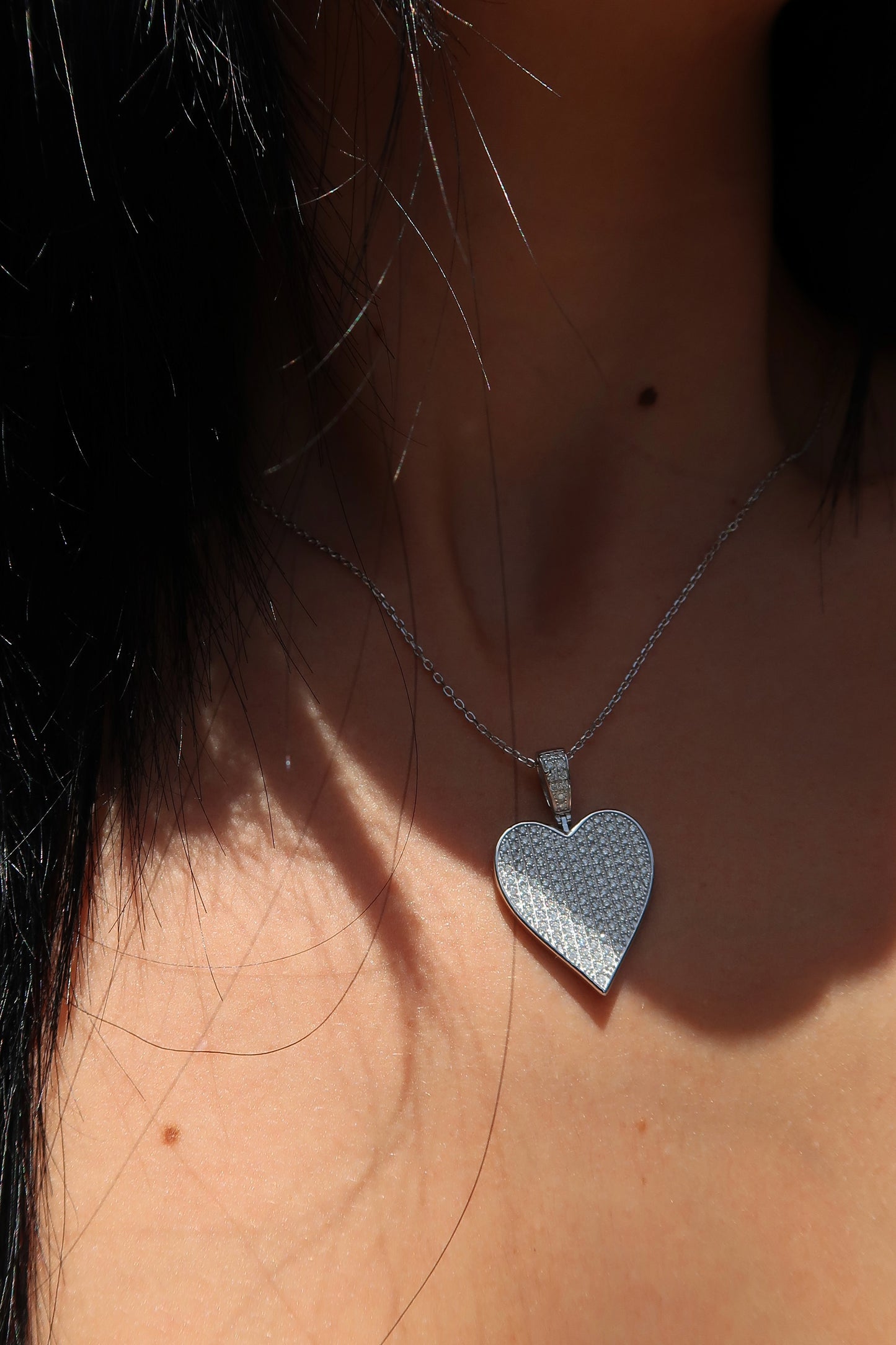 Luve 2 Carat Pave Moissanite Heart Pendant Necklace