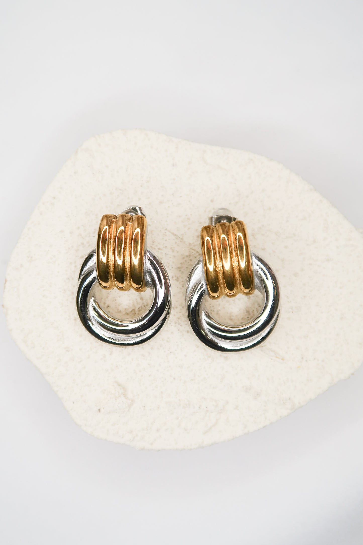 Dual Nature Two-Toned 316L Stainless Steel Earrings