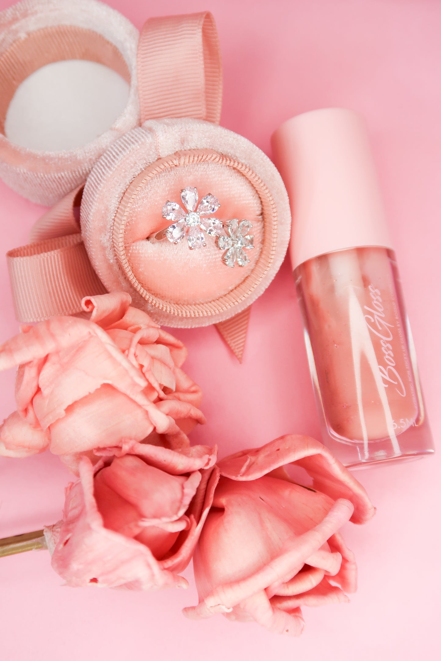 Daisy Pink Crystal .925 Sterling Silve Trio