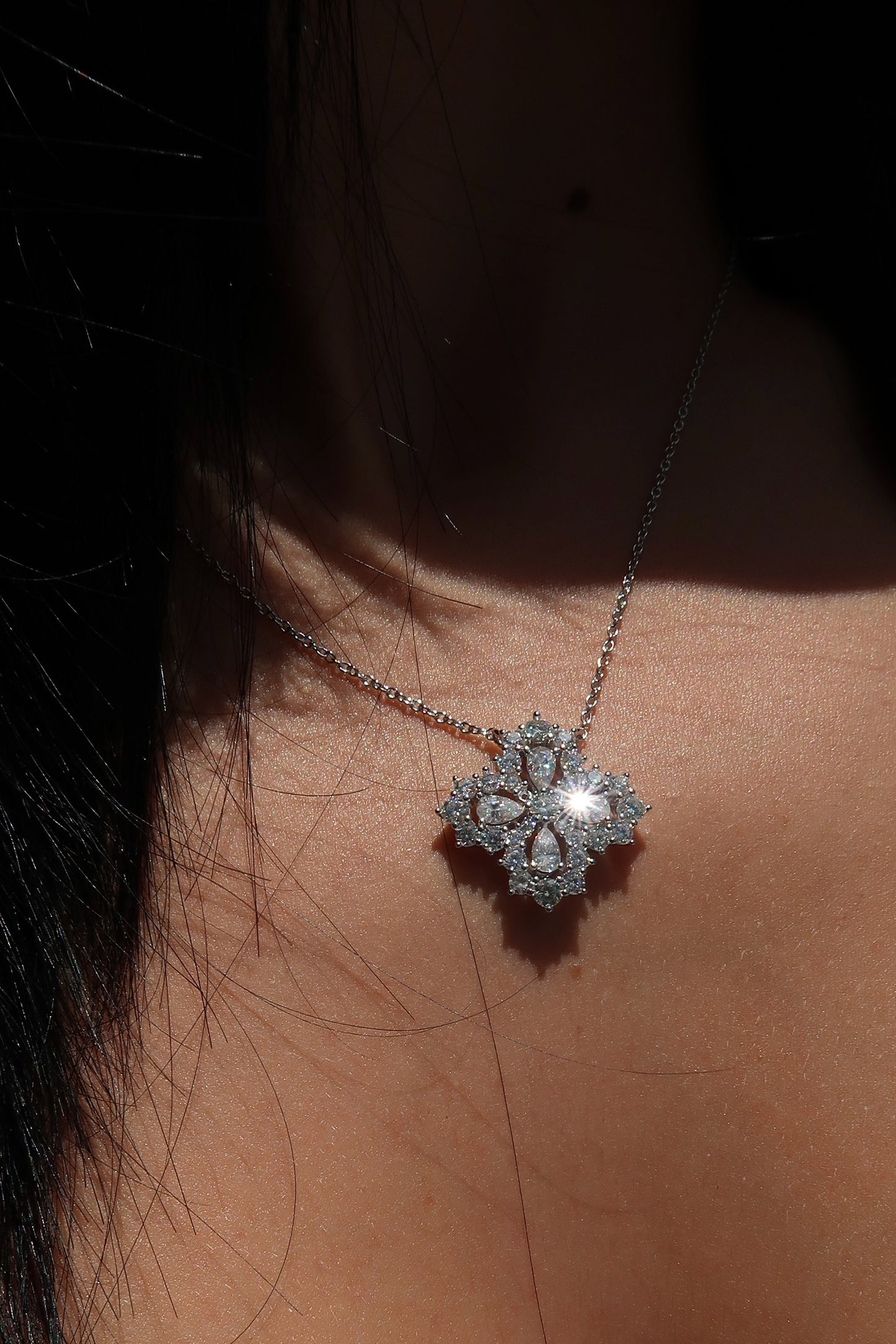 Gemma Clover 2.8 Carat Moissanite .925 Sterling Silver Necklace