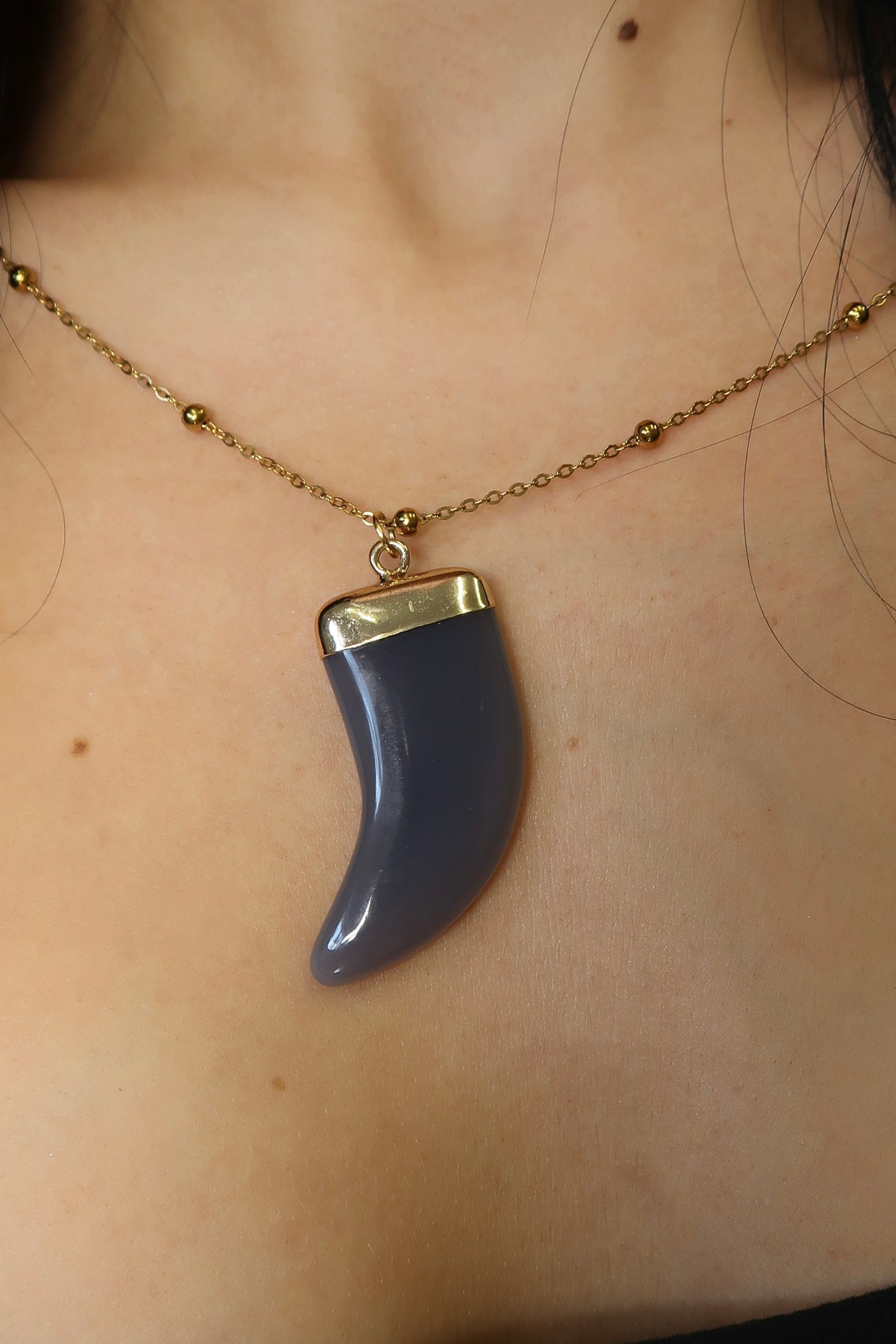 Pop Quiz Natural Stone Horn Charm