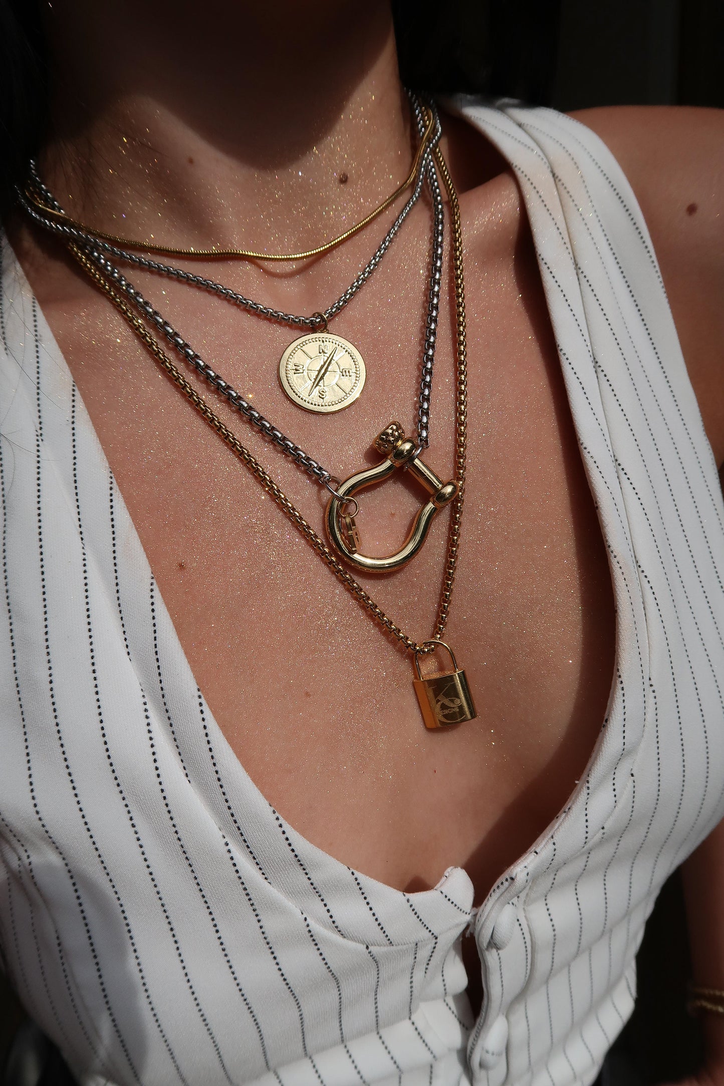 Edgy2.0 316L Stainless Steel Pendant 4 Piece Necklace Layering Set