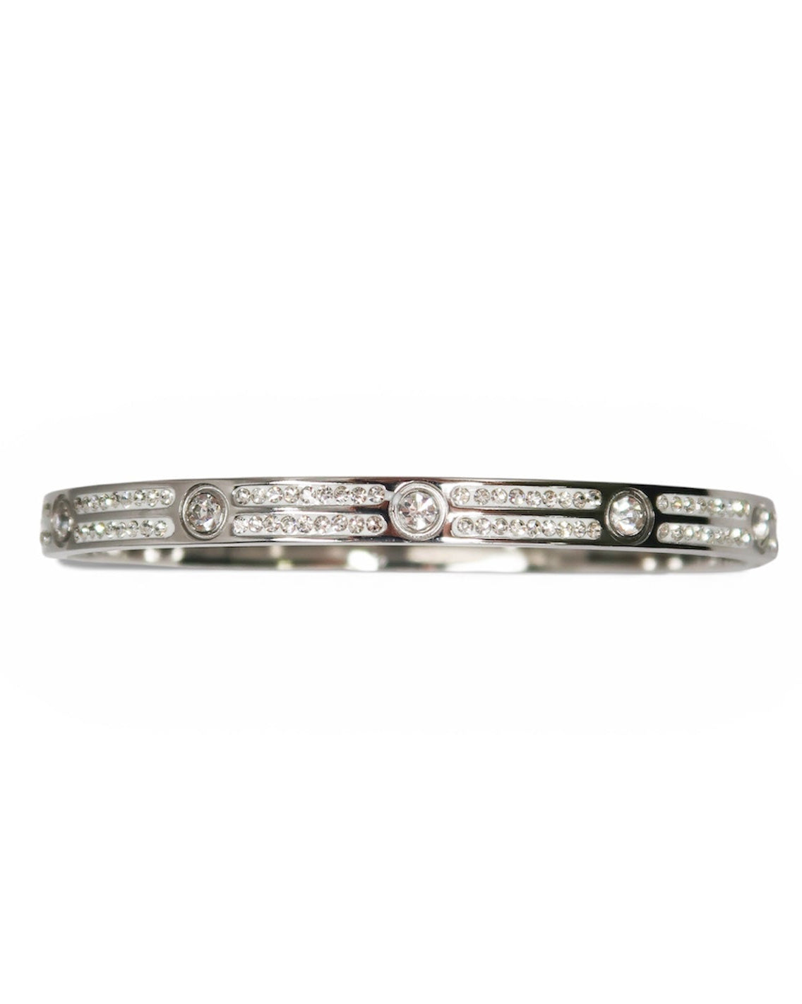 Elevated Full Crystal Bangle 316L Stainless Steel Trio
