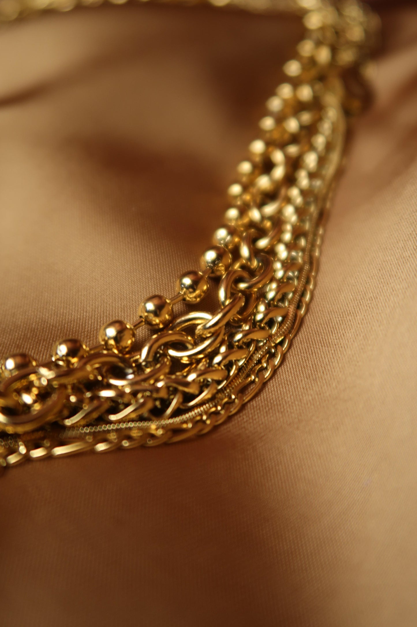 Golden Muse 316L Stainless Steel 5 Piece Necklace Ensemble