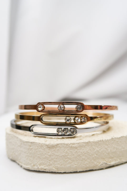 Lux Crystal Bangle Tri-Color 316L Stainless Steel  Trio