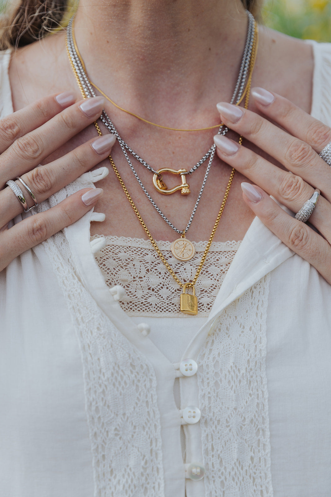 Edgy2.0 316L Stainless Steel Pendant 4 Piece Necklace Layering Set