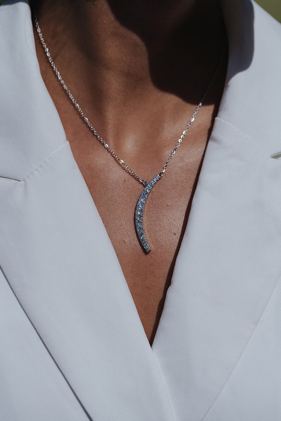 Over the Moon 316L Stainless Steel Crystal Necklace