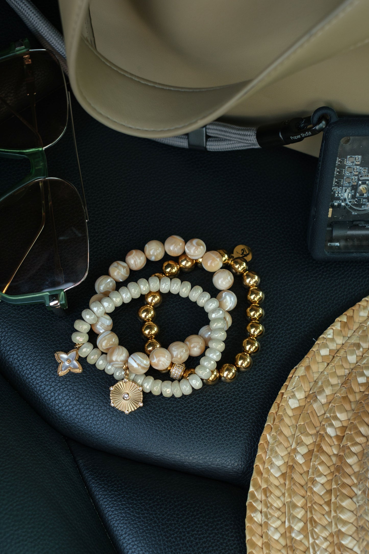 Coastal Latte Natural Stone 3 Piece Bracelet Stack