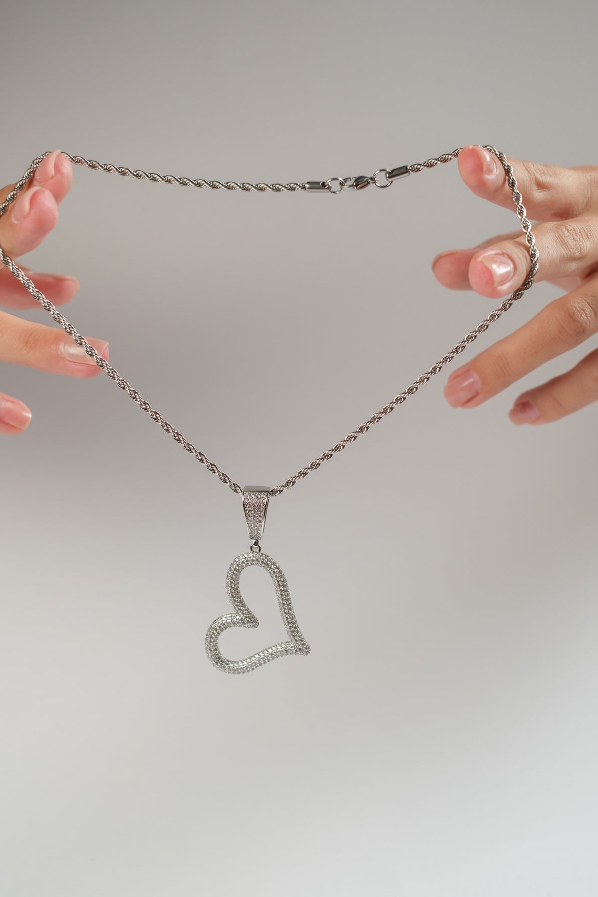 90's Crystal Heart 316L Stainless Steel Necklace