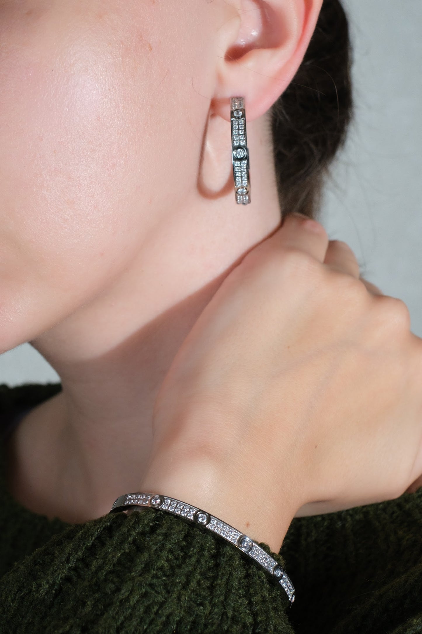 The Glimmer Crystal 316L Stainless Steel Hoops