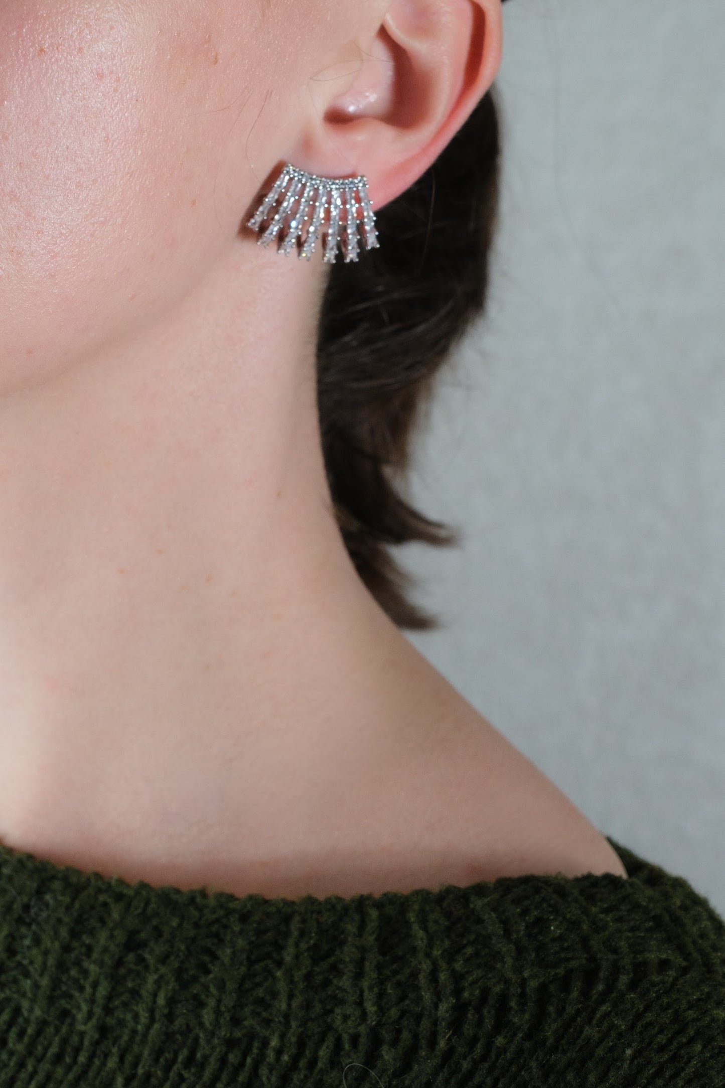 Regal Revival 316L Stainless Steel Crystal Jacket Earrings