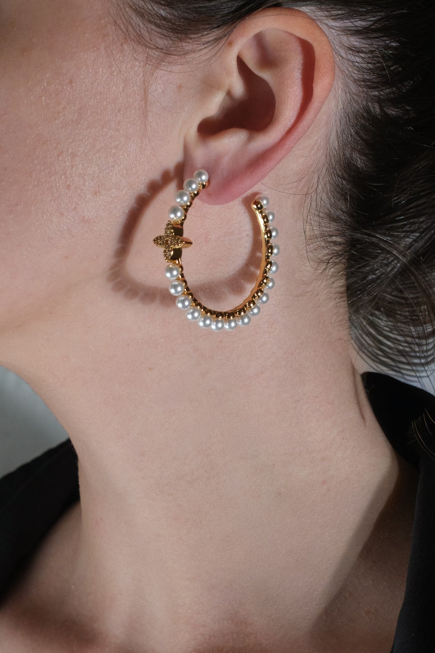 Park Avenue Pearl Hoop 316L Stainless Steel Earrings