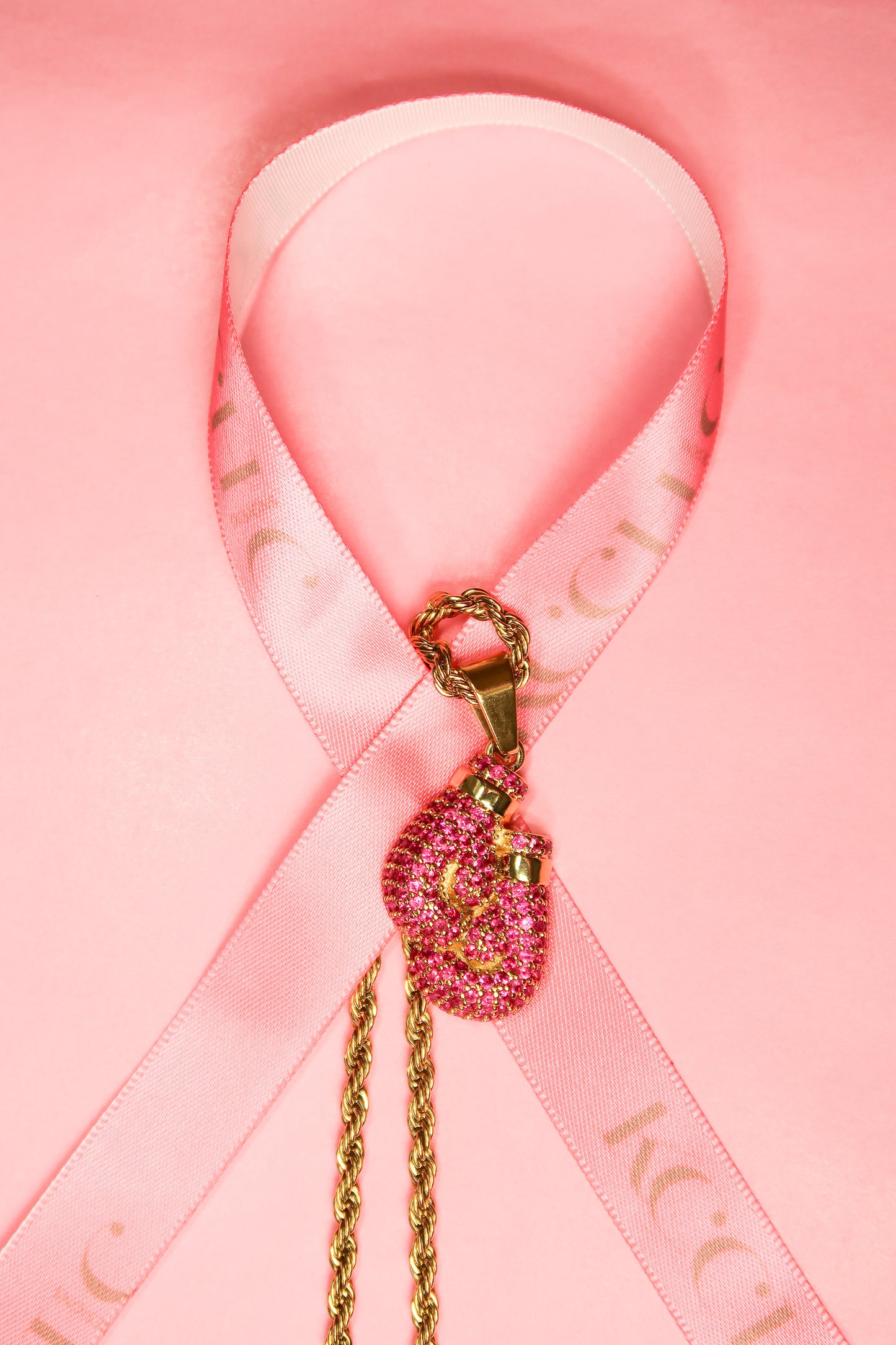 Unbroken Spirit Pink Crystal Boxing Gloves 316L Stainless Steel Necklace