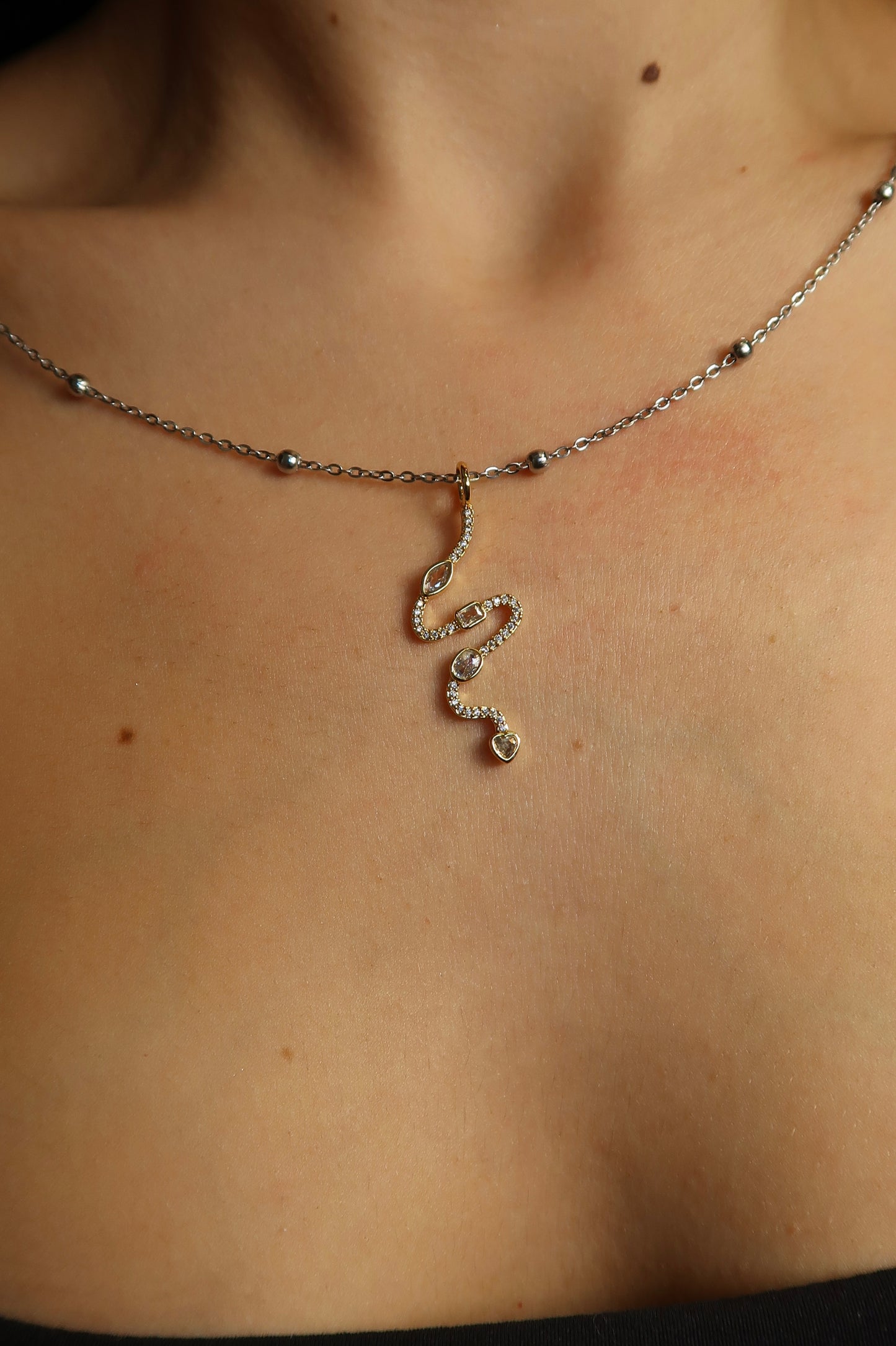 Bookworm 316L Stainless Steel Crystal Charm