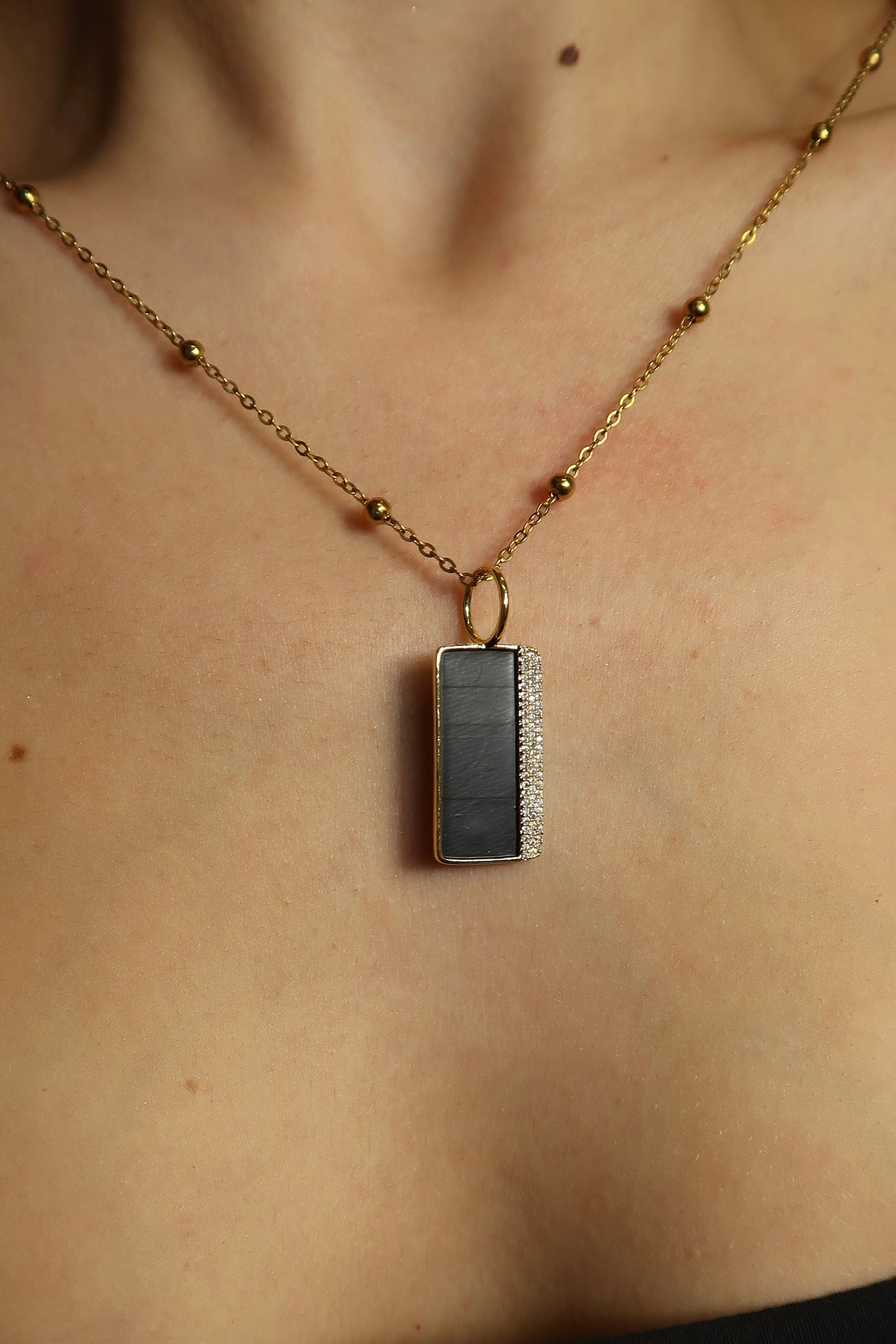 Locker Dog Tag Onyx Crystal Dog Tag Charm