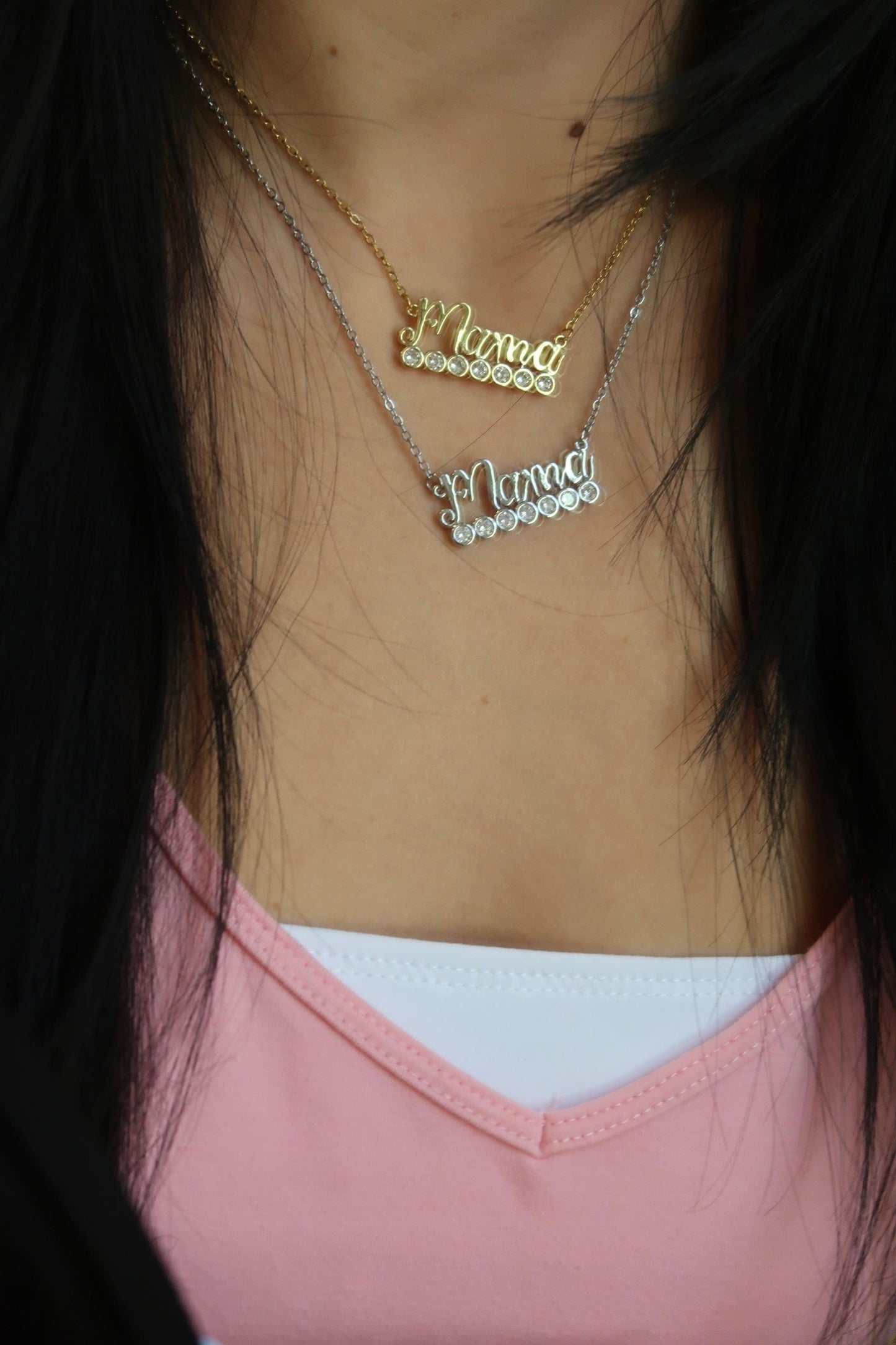 Mama 316L Stainless Steel Necklace with Matching Bonus Bracelet/Anklet