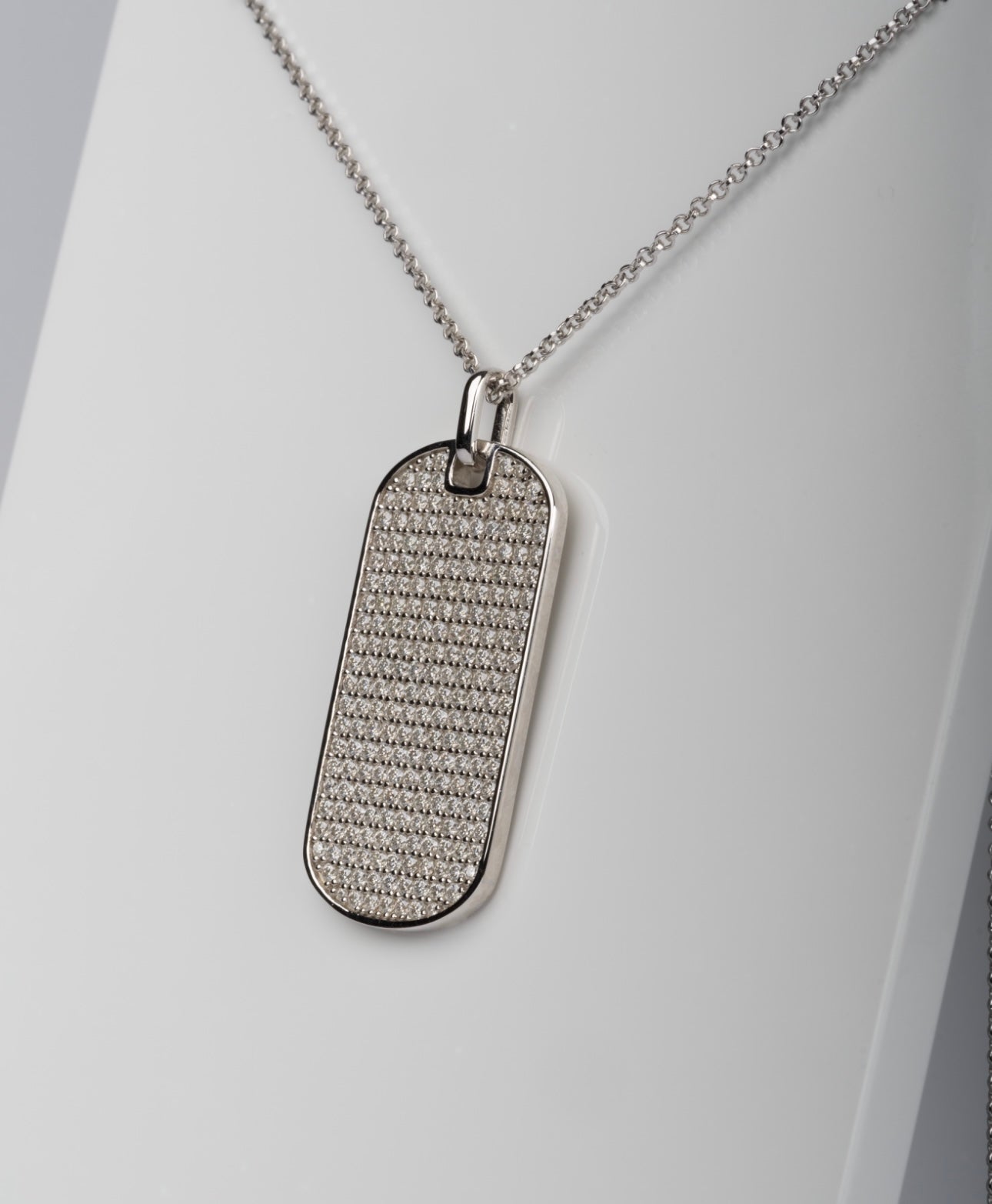 Crush Dog Tag
.925 Sterling Silver 4.2 Carat Moissanite Necklace