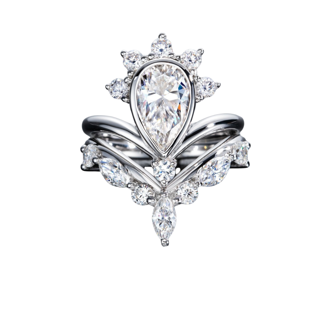 The Crown 3 Carat .925 Sterling Silver Moissanite Ring Duo