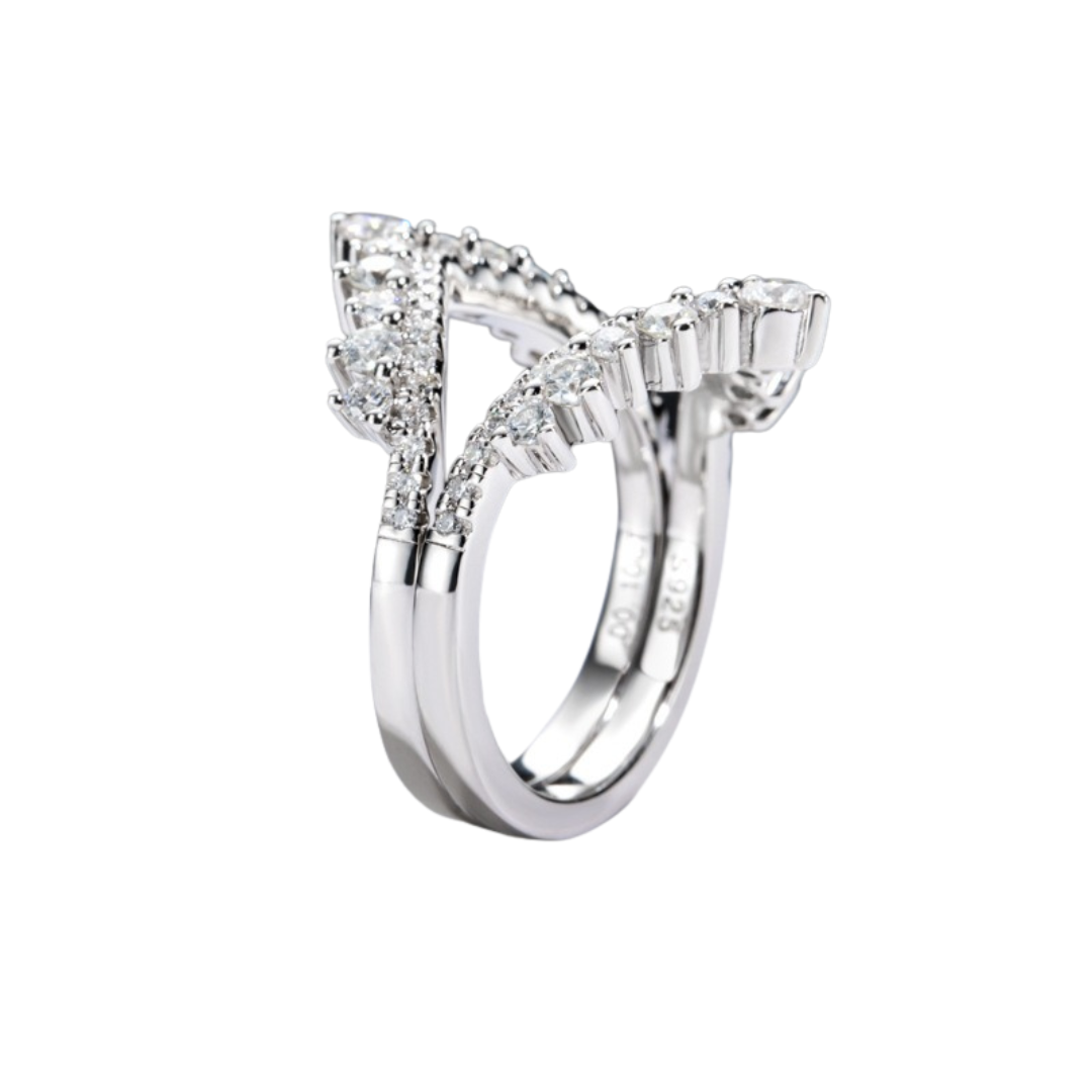 Embrace Enhancer 2.5 Carat .925 Sterling Silver Moissanite Ring Duo