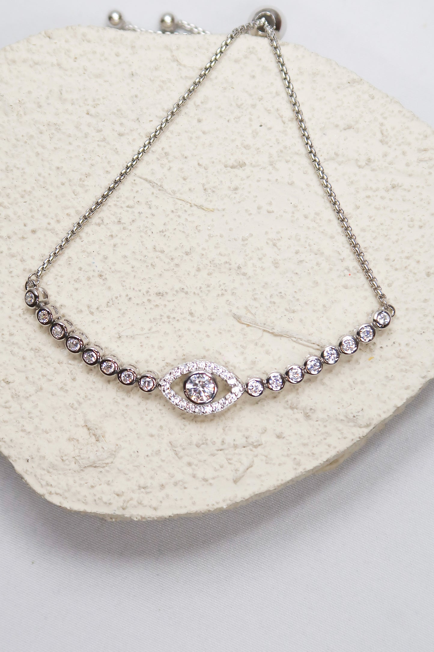 Nirvana .925 Sterling Silver Crystal Tennis Eye Bracelet