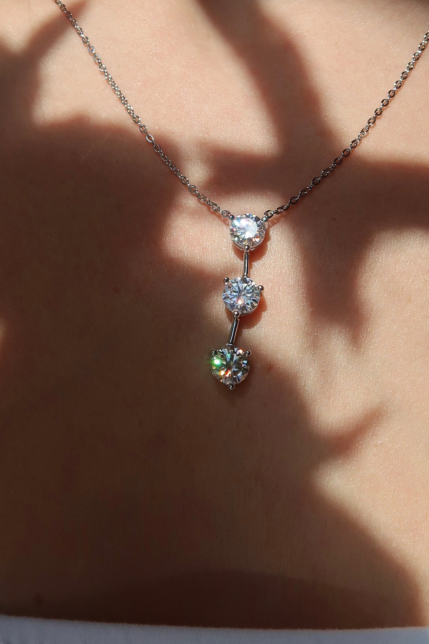 Eternal Three .925 Sterling Silver Moissanite Necklace