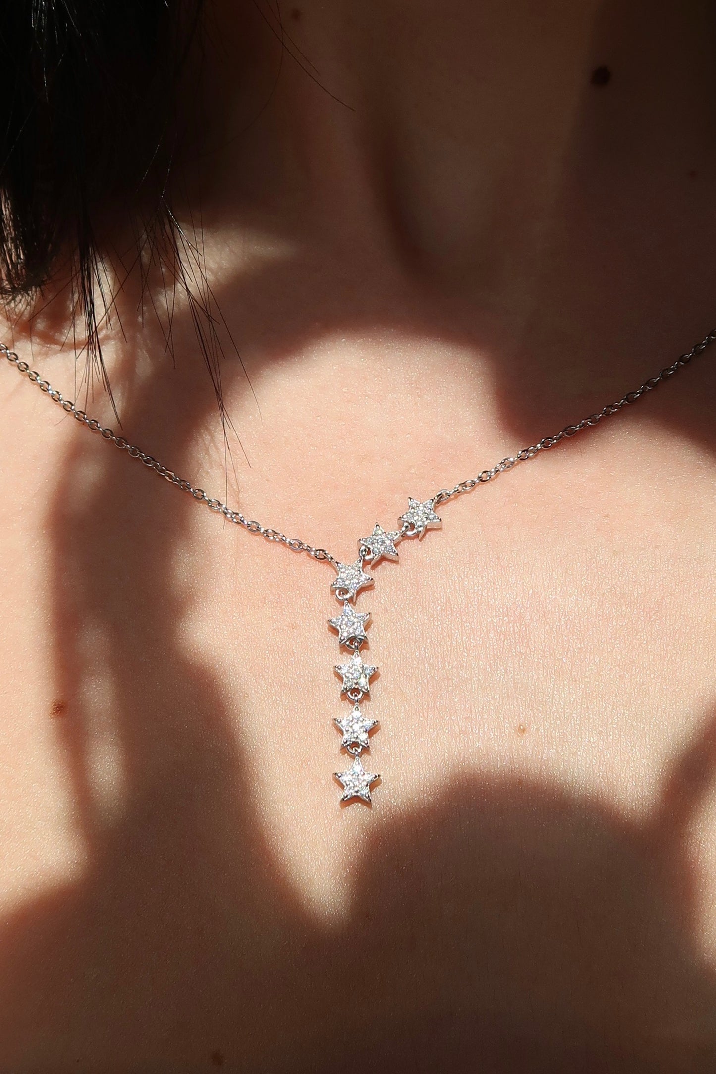 Fallings Stars .925 Sterling Silver Moissanite Necklace