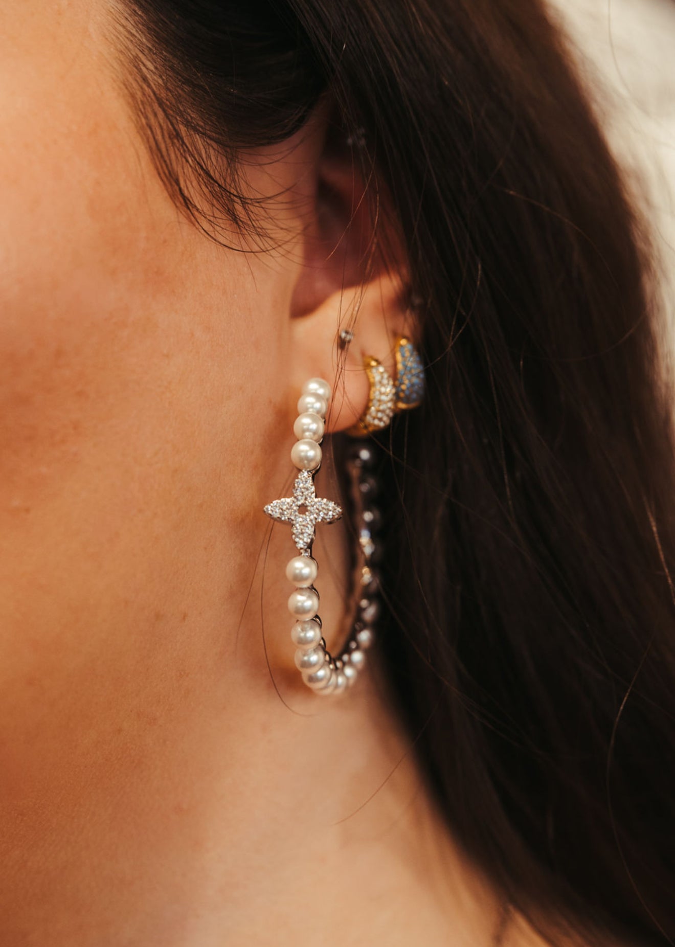 Park Avenue Pearl Hoop 316L Stainless Steel Earrings