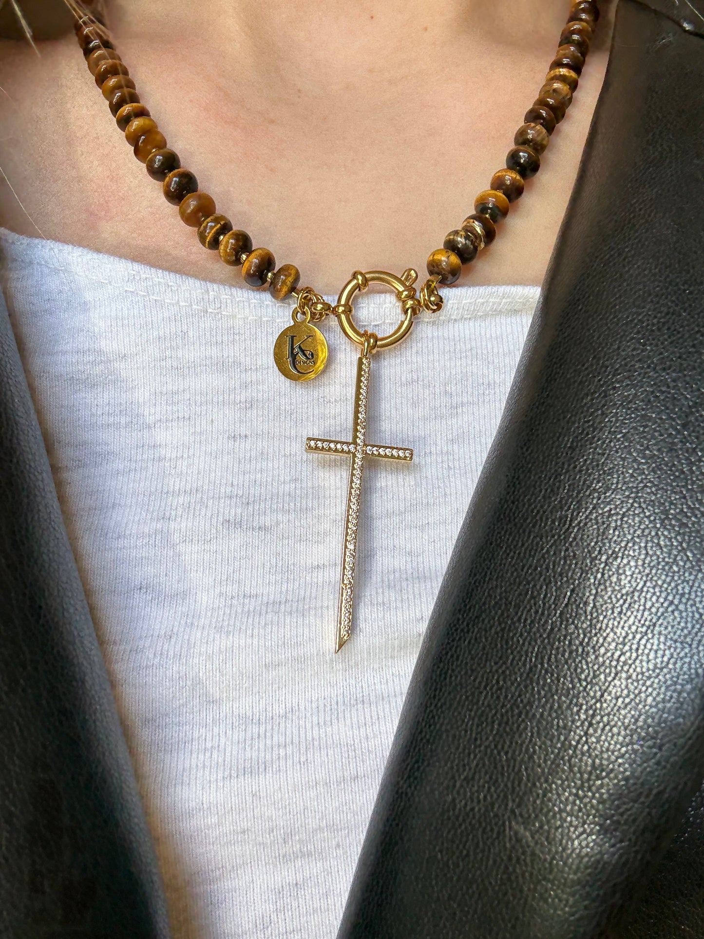 Sacred 316L Stainless Steel Crystal Cross Charm