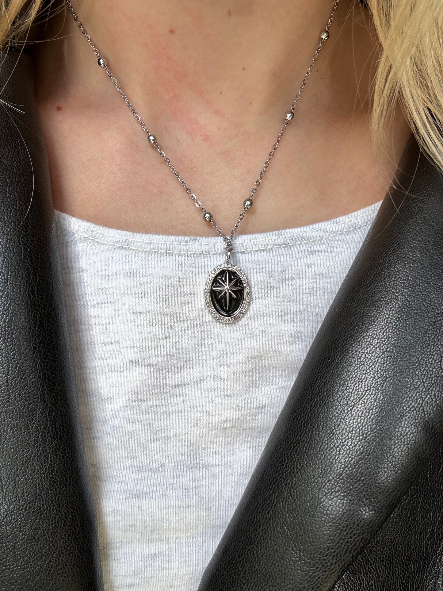 Fearfully & Wonderfully Made Onyx Enamel Charm - 316L Stainless Steel