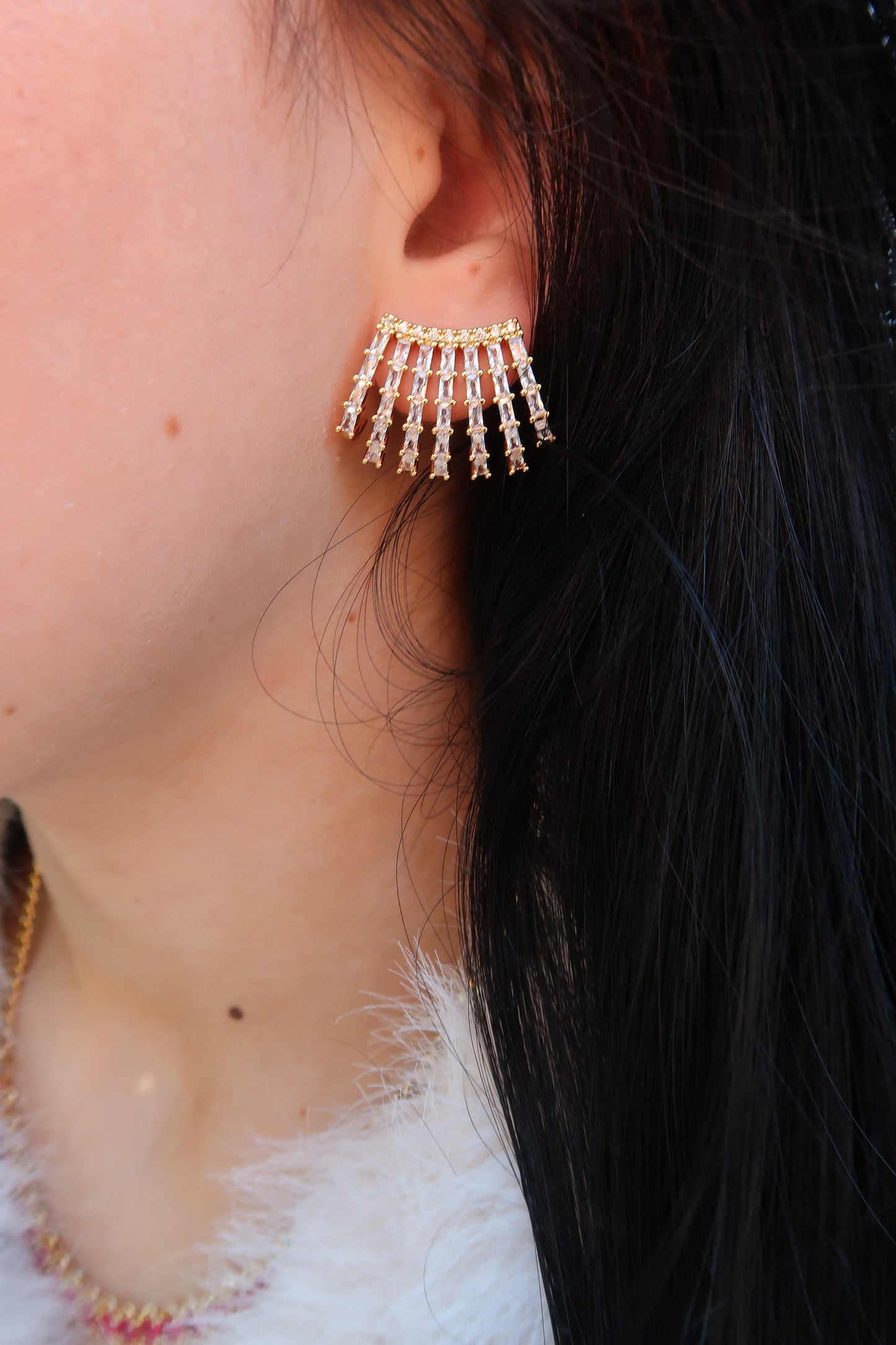 Regal Revival 316L Stainless Steel Crystal Jacket Earrings