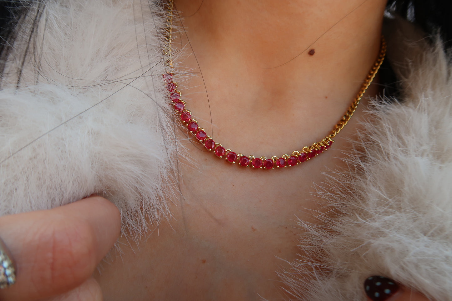 Socialite Ruby or Sapphire 316L Stainless Steel Necklace