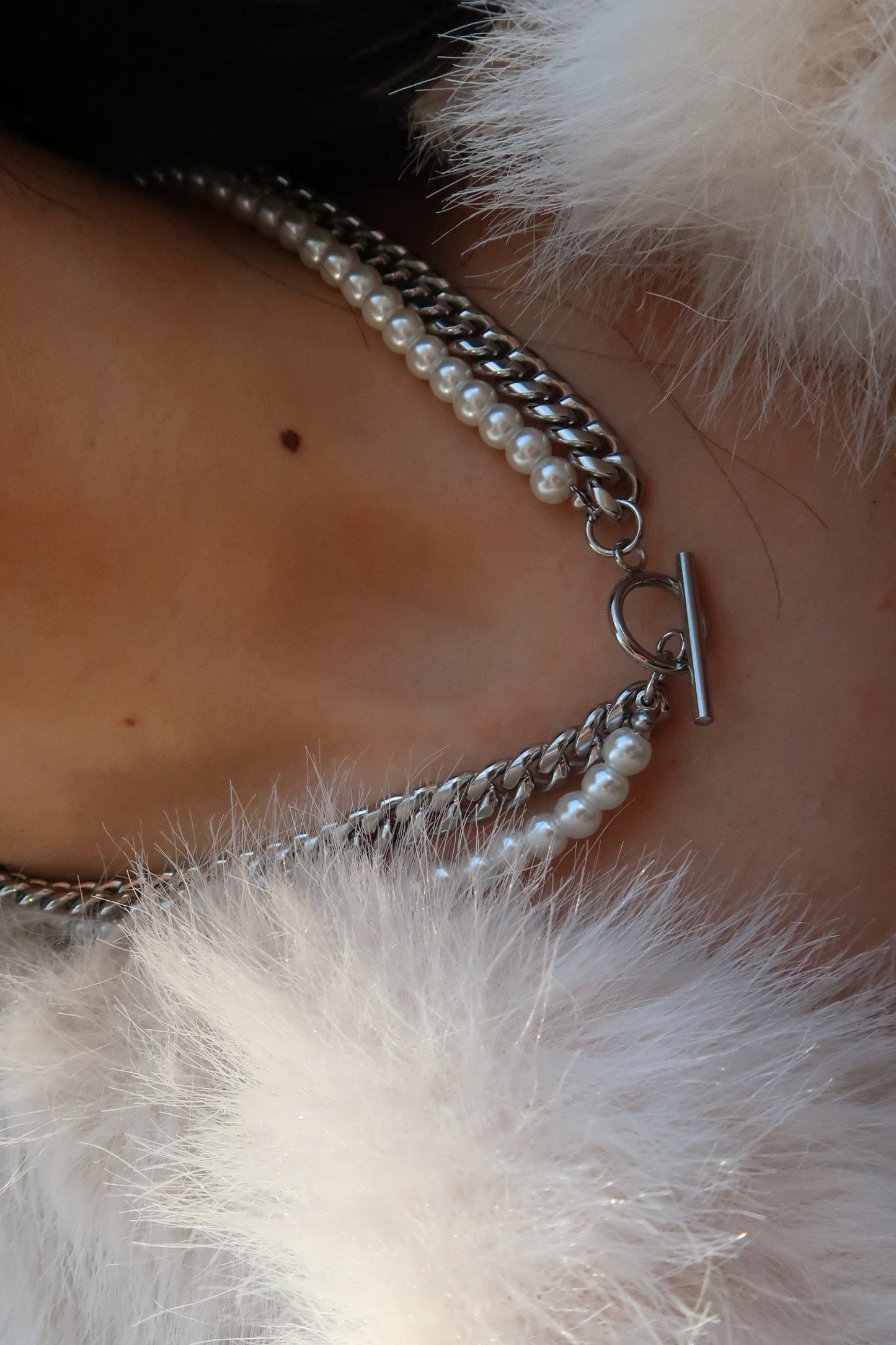 Rebel Pearl Cuban Link 316L Stainless Steel Necklace