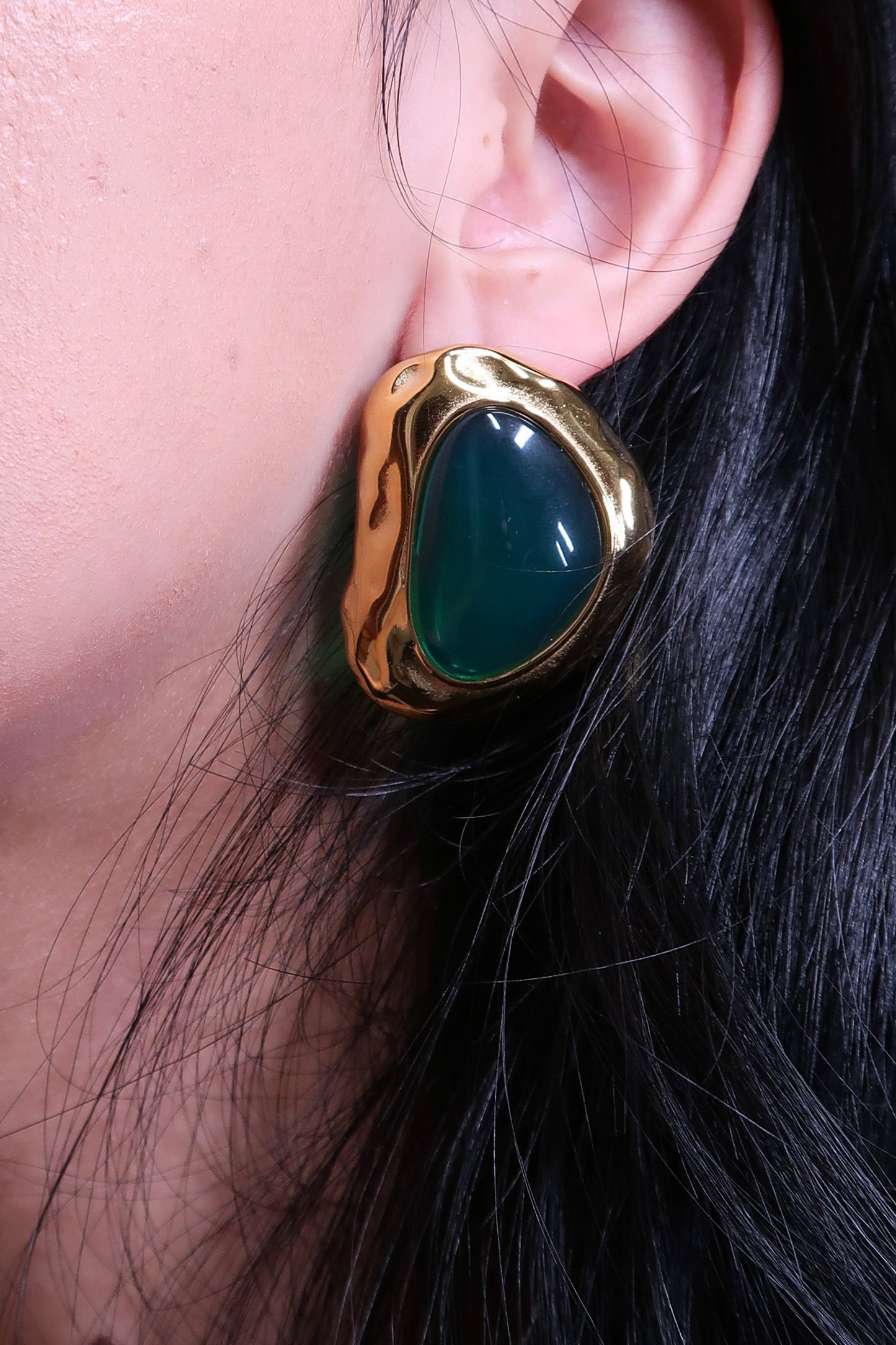 Ivy Luxe 316L Emerald Stone Stainless Steel Earring