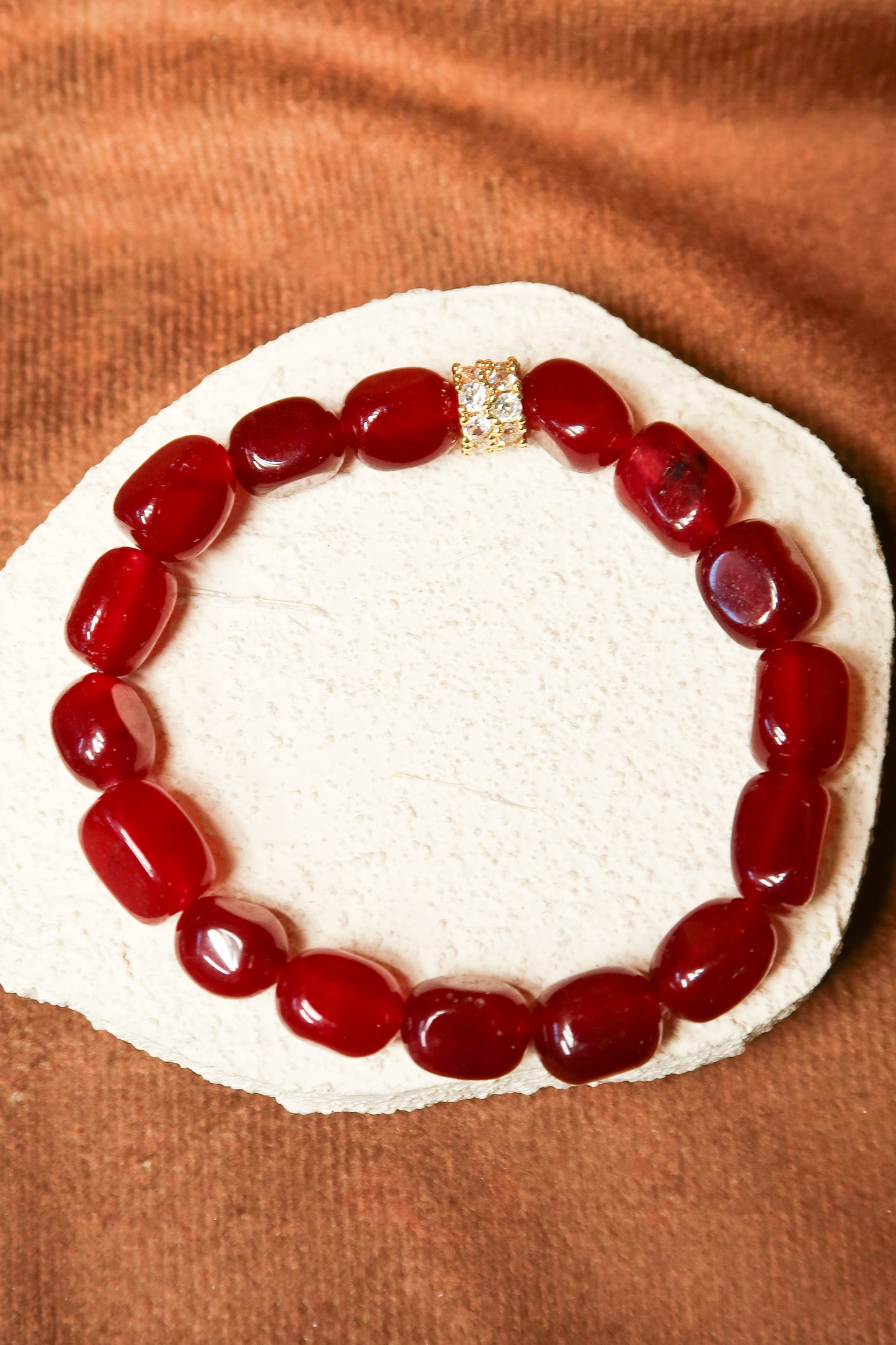 Autumn Garnet 5-Piece Natural Ruby Stone Bracelet Stack