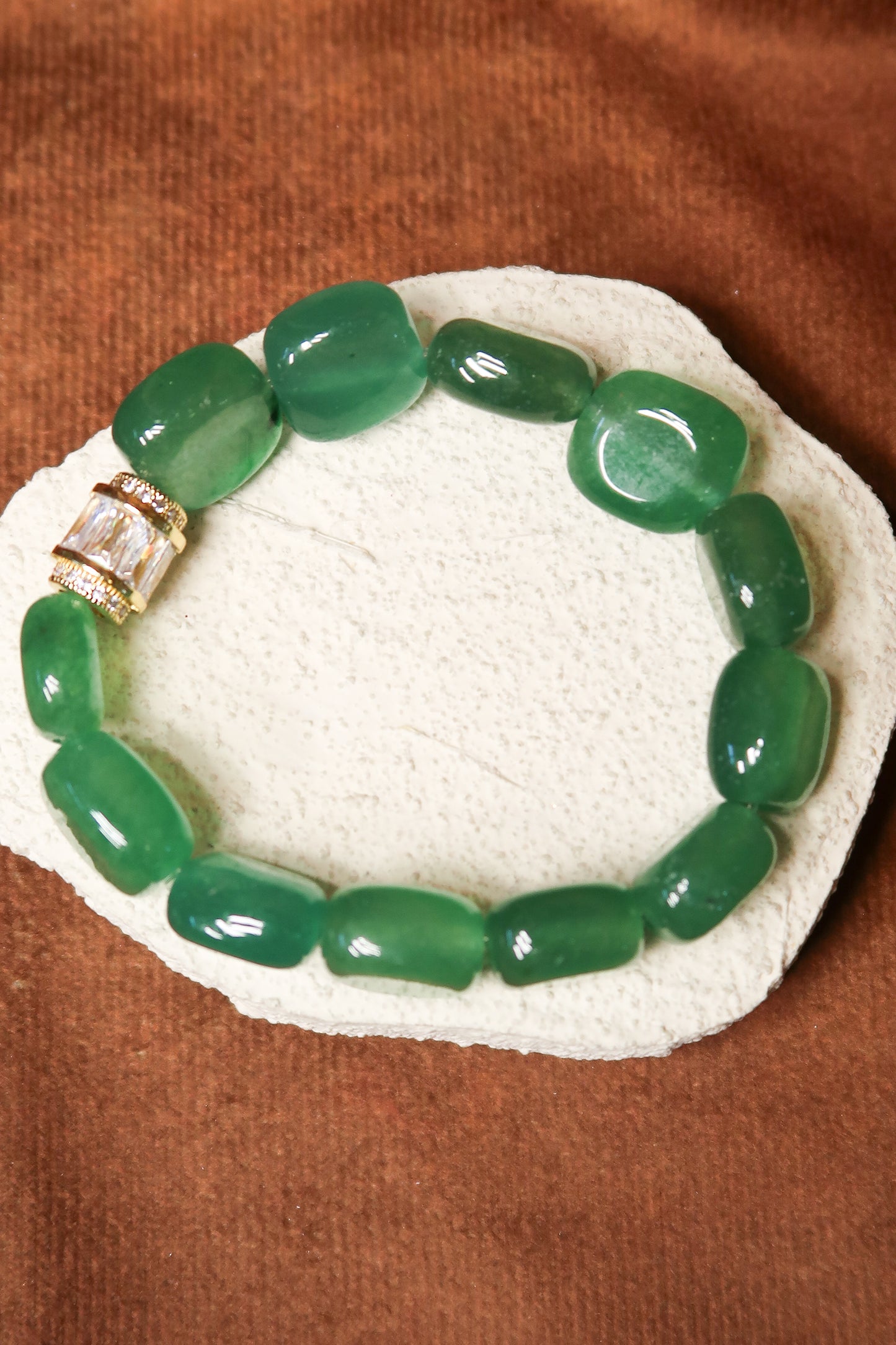 Evergreen Chic Emerald 5-Piece Natural Stone Bracelet Stack