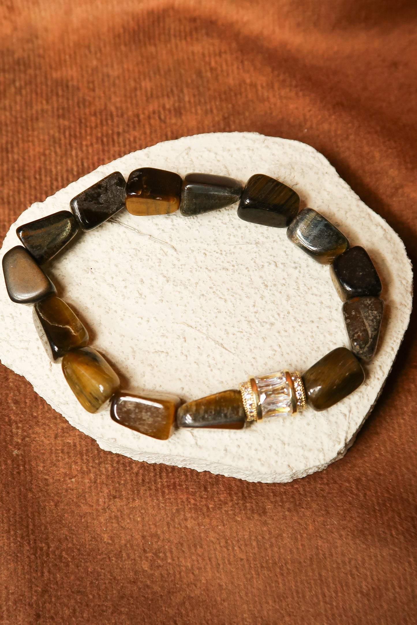Spiced Cider 5-Piece Tiger's Eye Natural Stone Bracelet Stack
