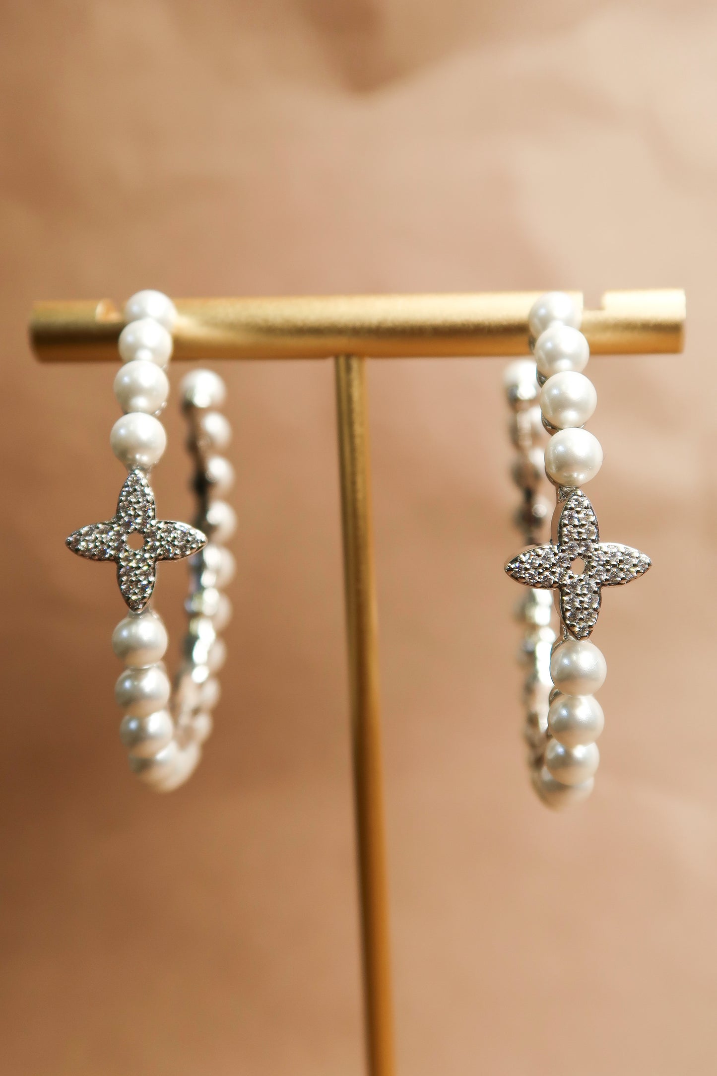 Park Avenue Pearl Hoop 316L Stainless Steel Earrings